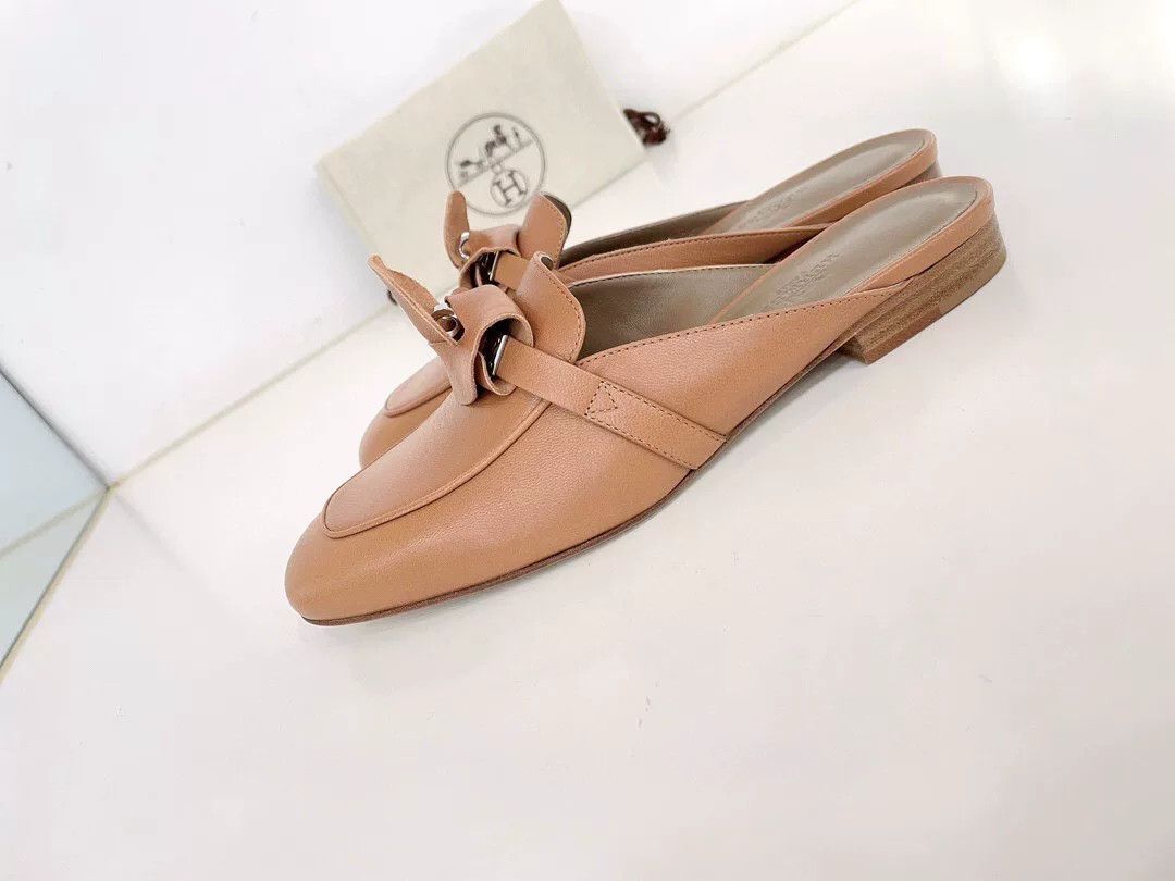 Hermes Hermes Kelly Brown Leather Mules Size US 6 / IT 36 - 9 Thumbnail