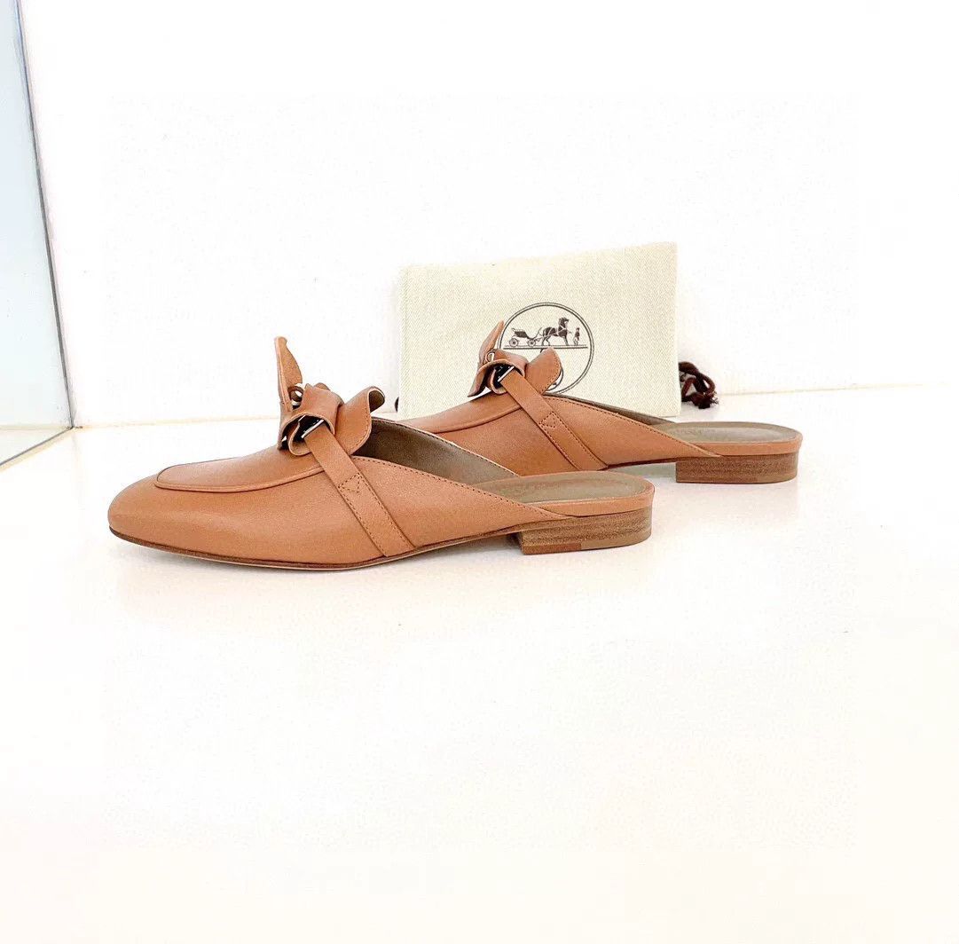 Hermes Hermes Kelly Brown Leather Mules Size US 6 / IT 36 - 4 Thumbnail