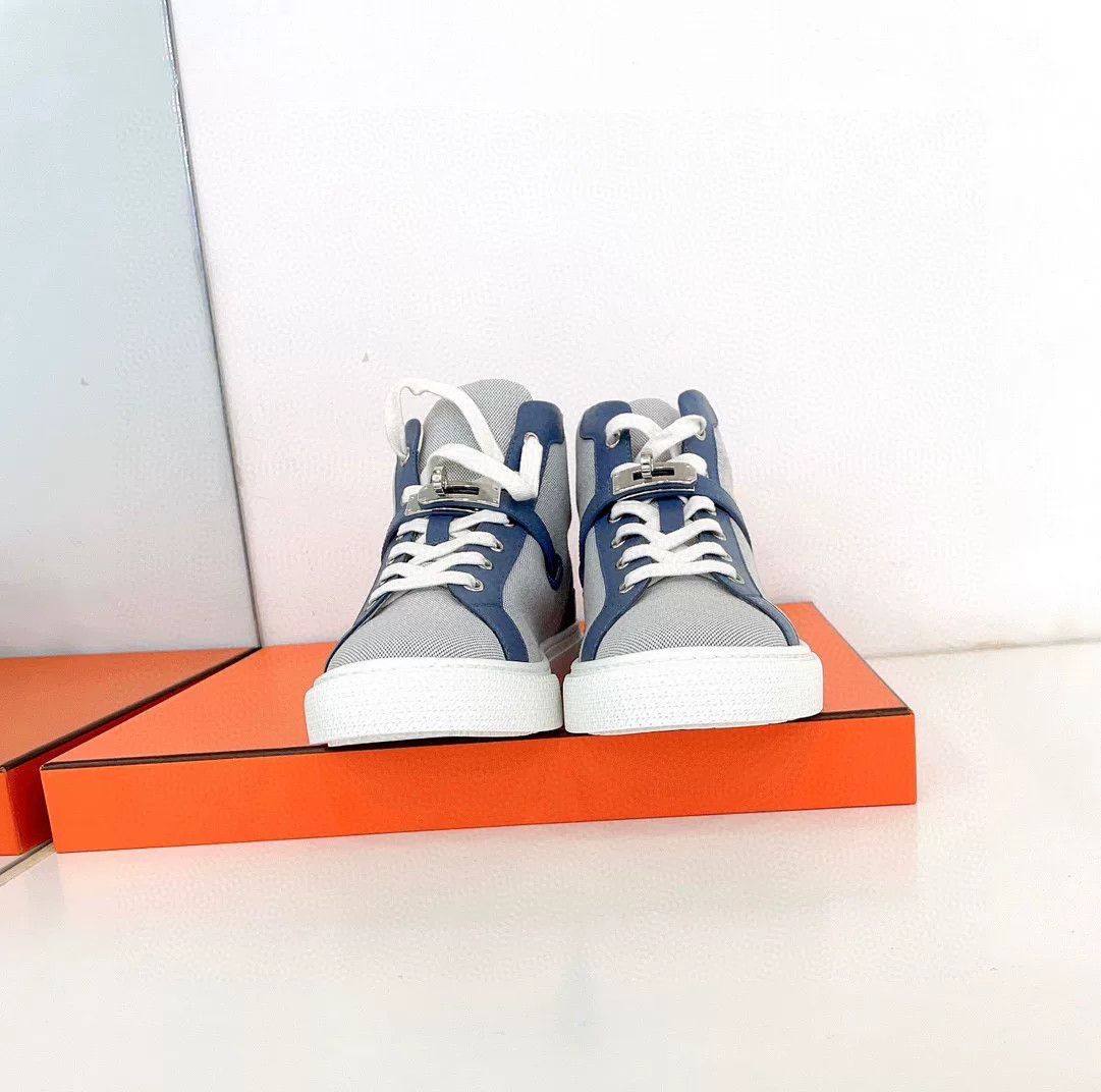 Hermes Hermes Blue Logo High-Top Lace-Up Sneakers Size US 7.5 / IT 37.5 - 7 Thumbnail
