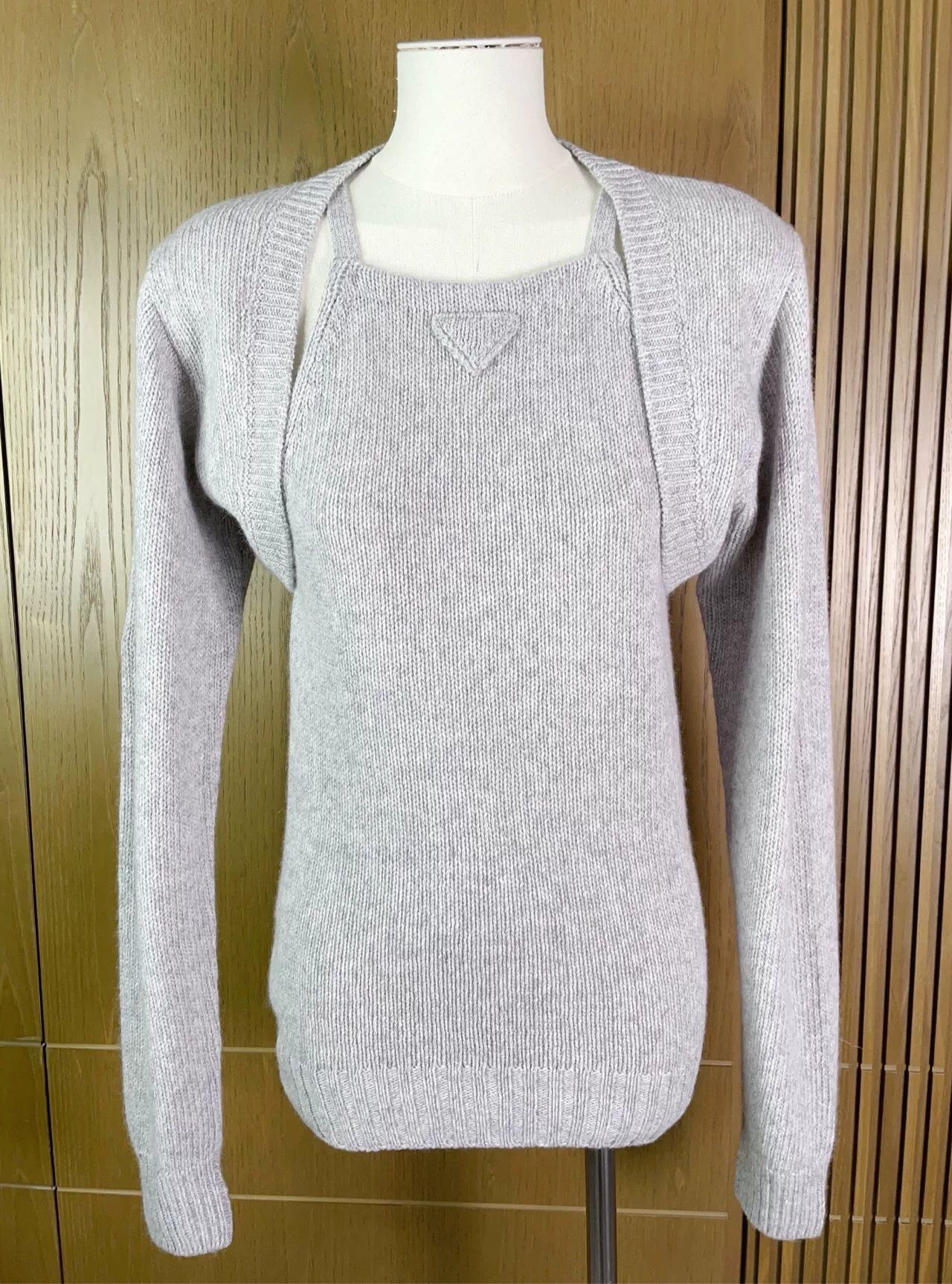 Prada Prada Gray Knit Cardigan Camisole Set Size XS / US 0-2 / IT 36-38 - 4 Thumbnail