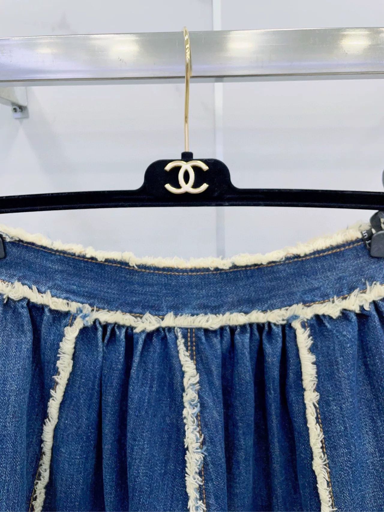 Dior Dior Blue Denim Fringed Long Skirt Size 38" / US 16 / IT 52 - 3 Thumbnail