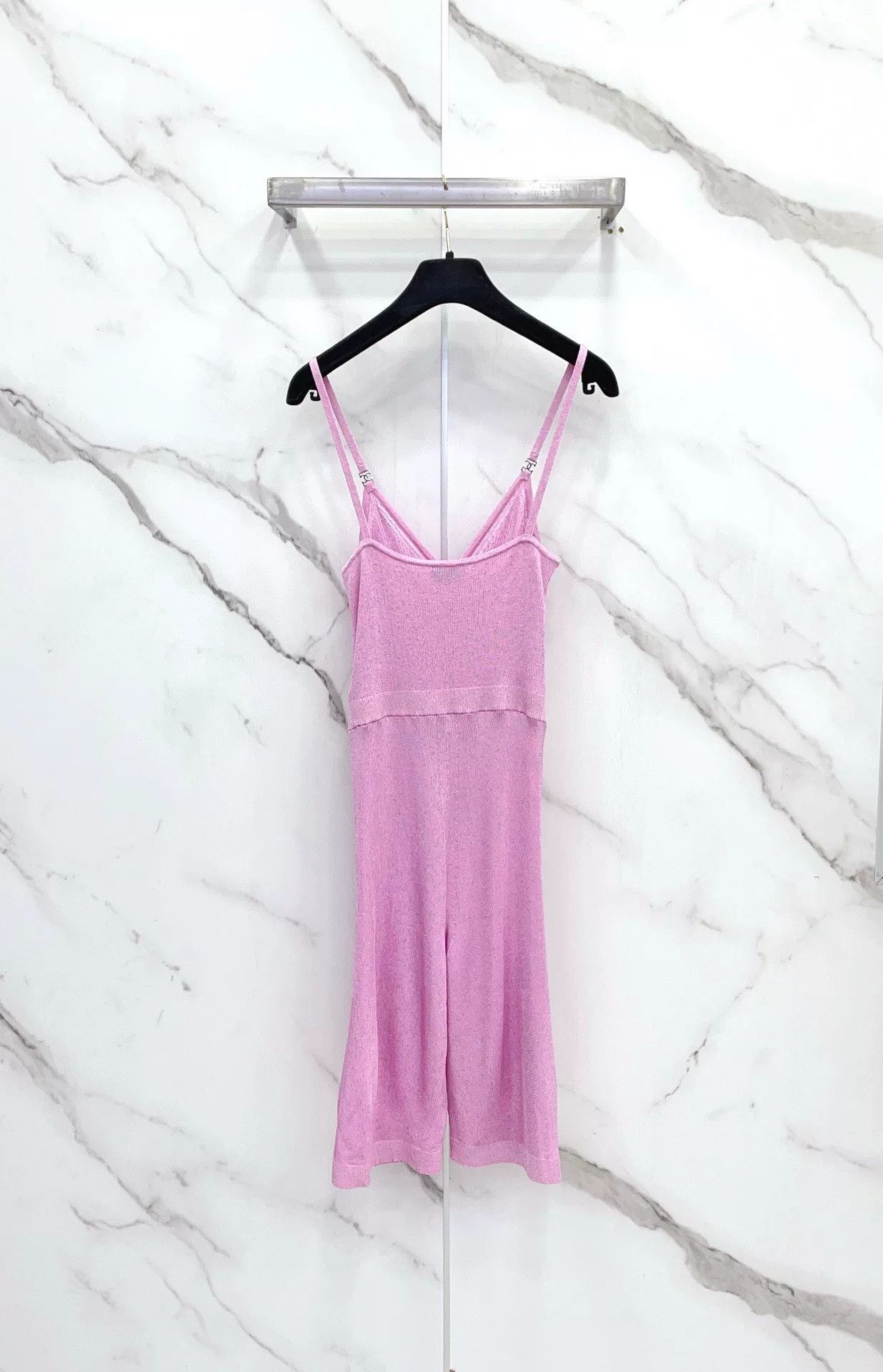 Chanel Chanel 23P Pink Knit Camisole Jumpsuit Size 36" / US 14 / IT 50 - 2 Thumbnail