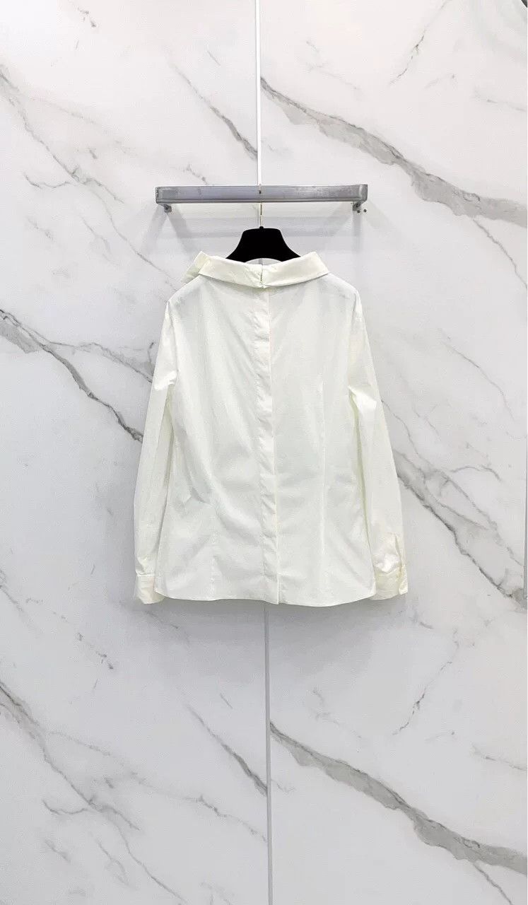 Prada Prada Stand Collar Bow Back Button Shirt Size M / US 6-8 / IT 42-44 - 2 Thumbnail