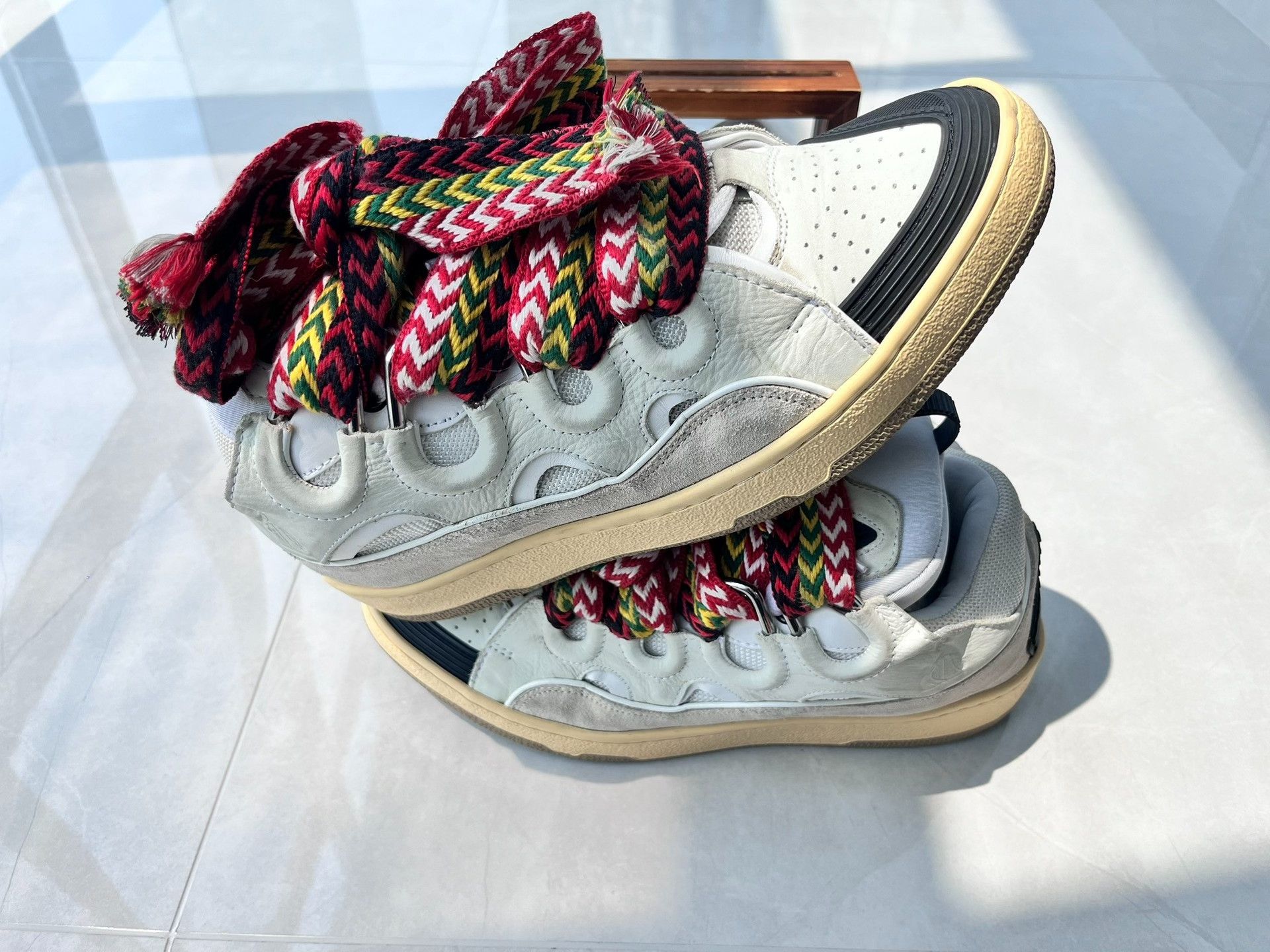 Lanvin Lanvin Patchwork White Lowtop Sneakers 9 Men Size US 9 / EU 42 - 2 Thumbnail