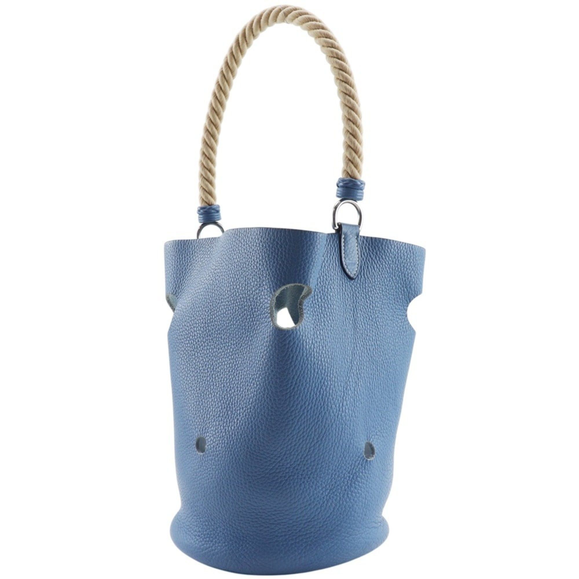 Hermes Hermes Manjoir MM Shoulder Bag, Taurillon Clemence Leather, Blue Jean, 2005 Model, A5 Size, Drawstring, Women's. Size ONE SIZE - 2 Thumbnail