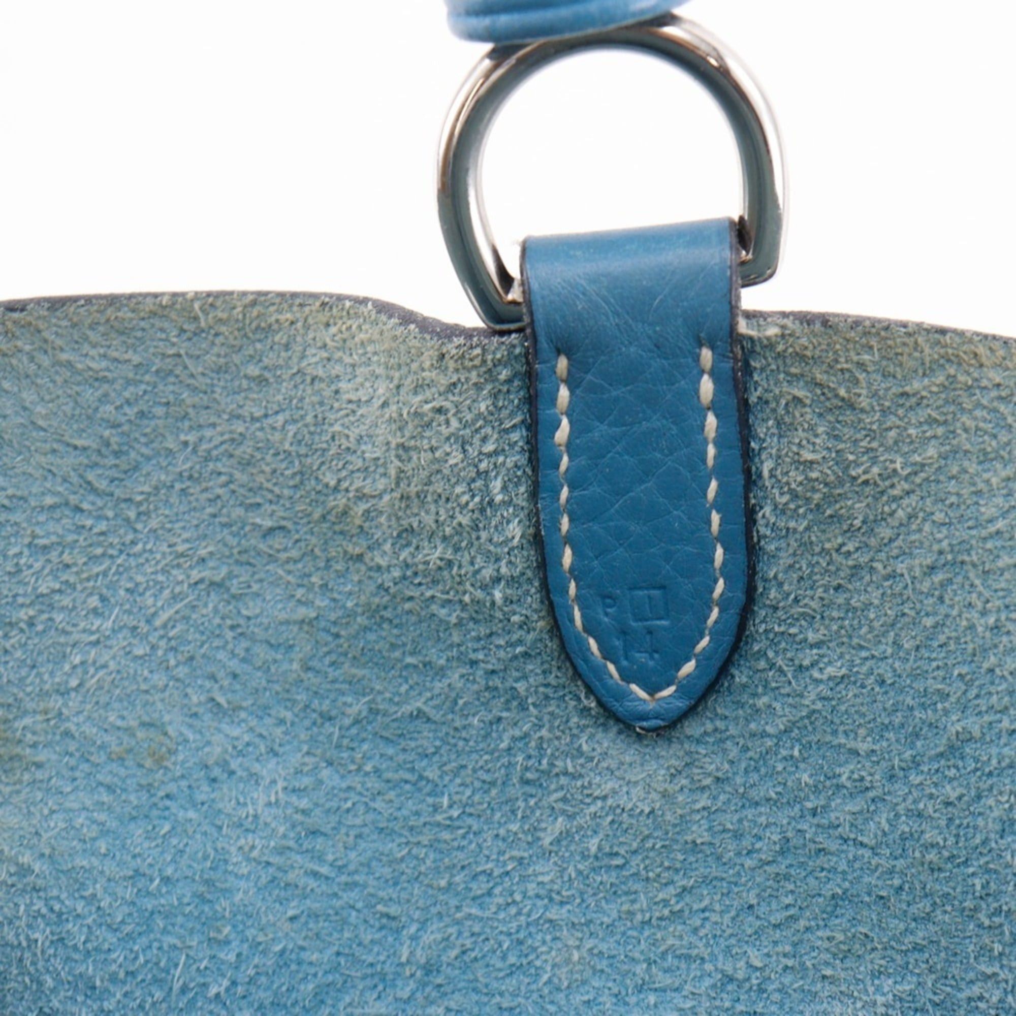 Hermes Hermes Manjoir MM Shoulder Bag, Taurillon Clemence Leather, Blue Jean, 2005 Model, A5 Size, Drawstring, Women's. Size ONE SIZE - 7 Thumbnail