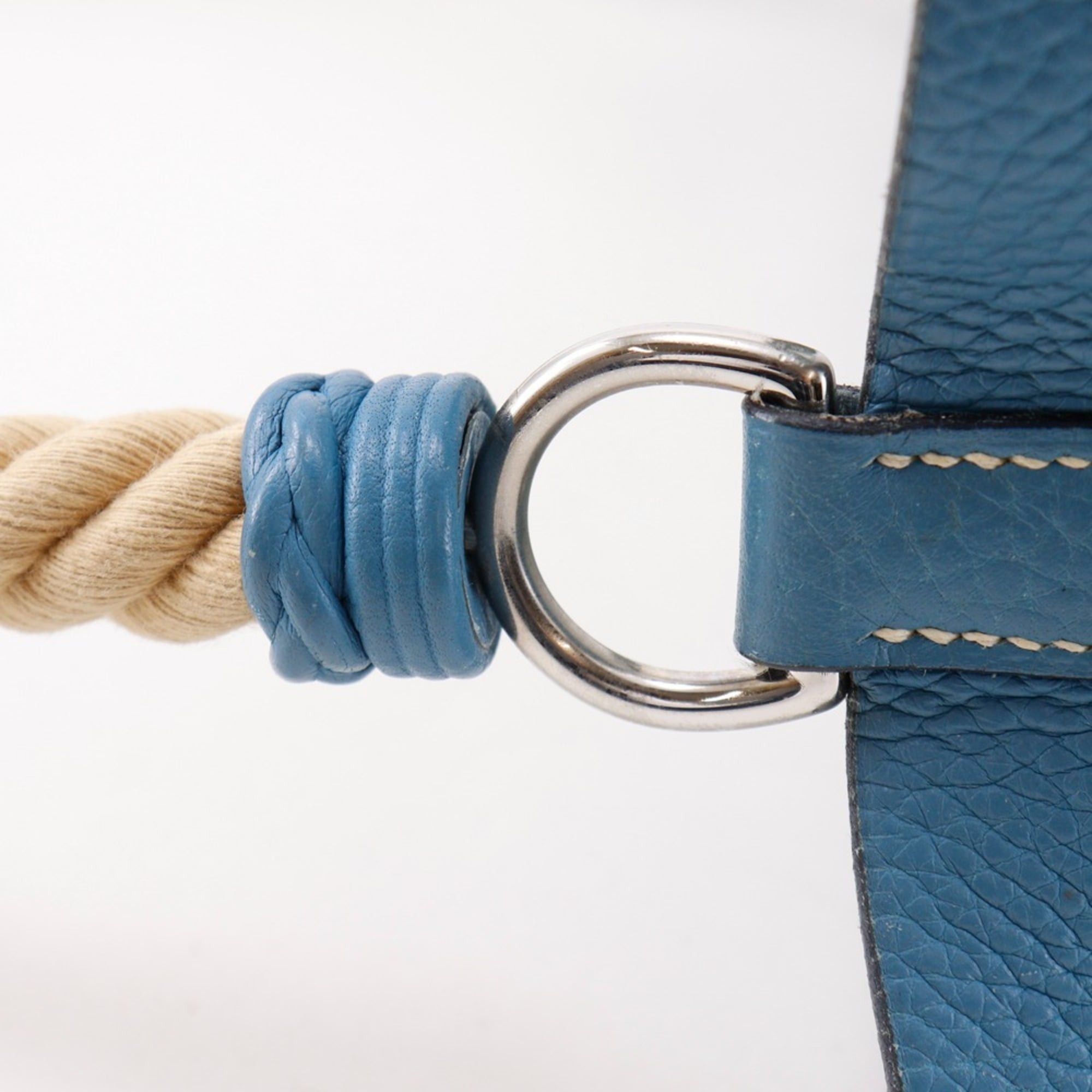 Hermes Hermes Manjoir MM Shoulder Bag, Taurillon Clemence Leather, Blue Jean, 2005 Model, A5 Size, Drawstring, Women's. Size ONE SIZE - 9 Thumbnail