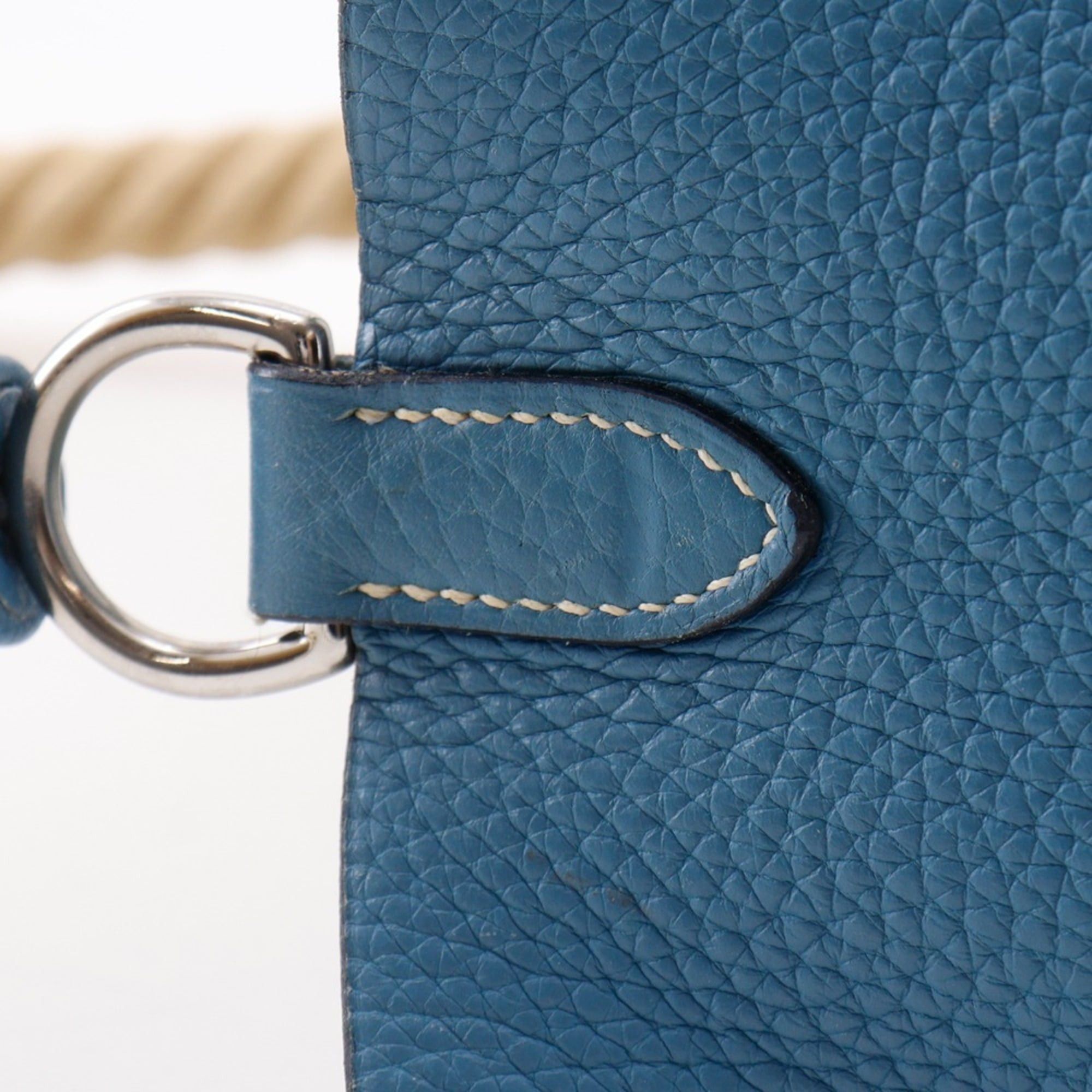 Hermes Hermes Manjoir MM Shoulder Bag, Taurillon Clemence Leather, Blue Jean, 2005 Model, A5 Size, Drawstring, Women's. Size ONE SIZE - 11 Thumbnail