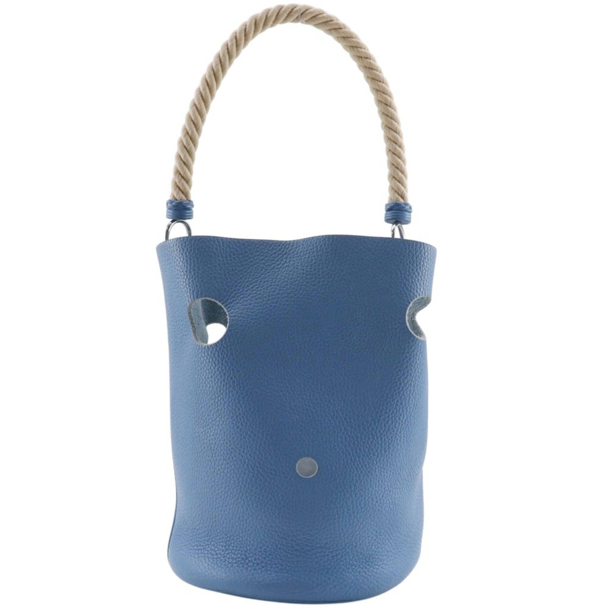 Hermes Hermes Manjoir MM Shoulder Bag, Taurillon Clemence Leather, Blue Jean, 2005 Model, A5 Size, Drawstring, Women's. Size ONE SIZE - 3 Thumbnail