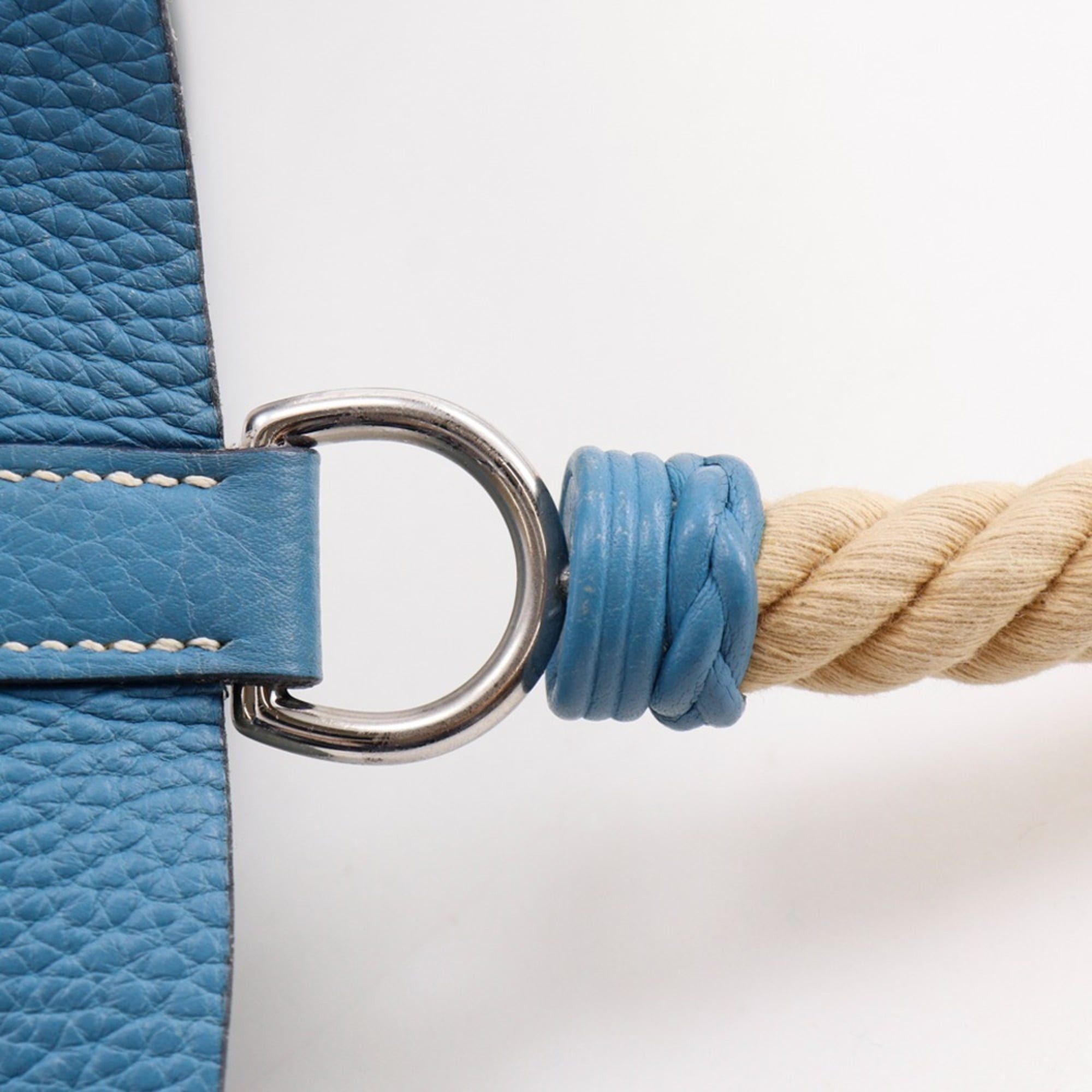 Hermes Hermes Manjoir MM Shoulder Bag, Taurillon Clemence Leather, Blue Jean, 2005 Model, A5 Size, Drawstring, Women's. Size ONE SIZE - 10 Thumbnail