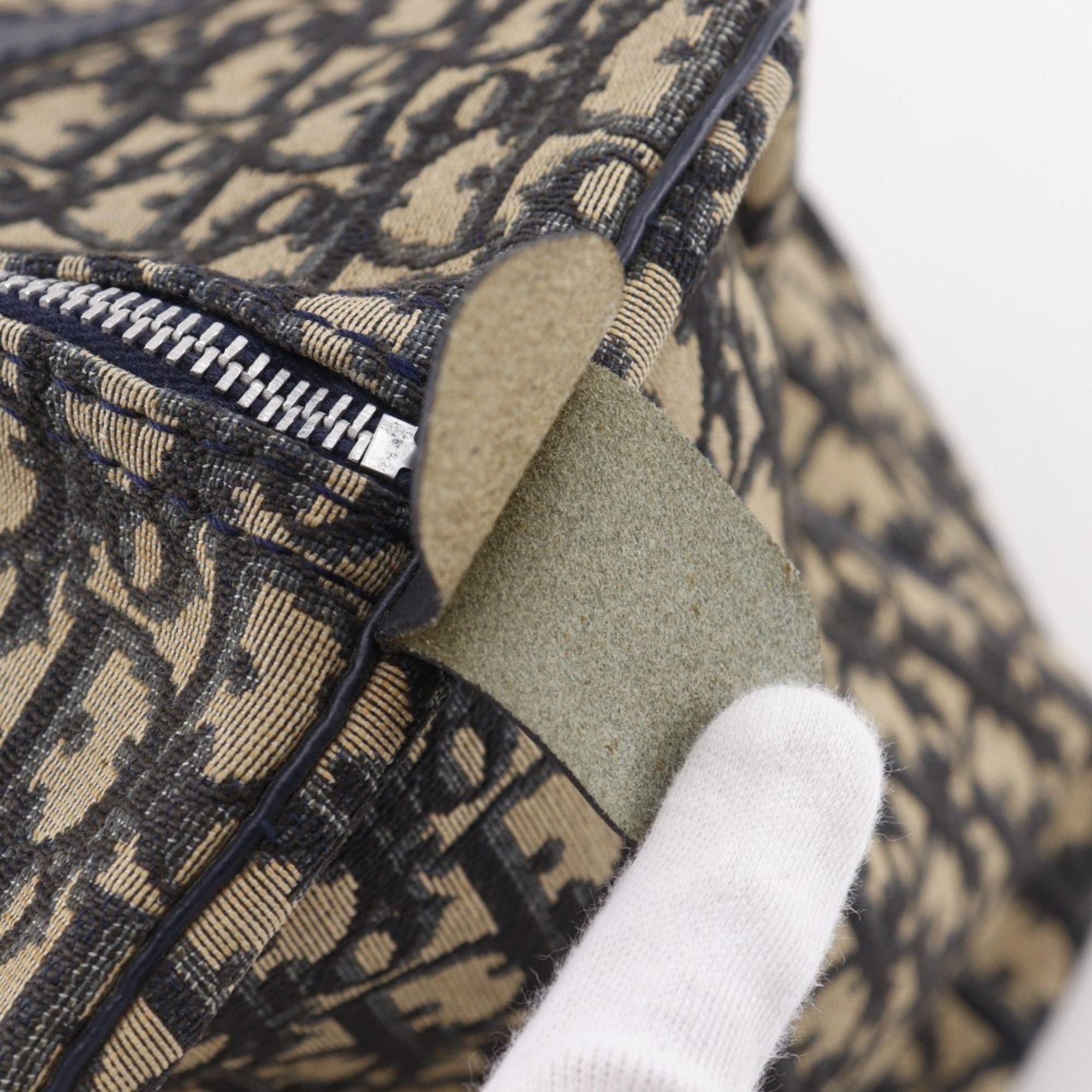 Dior Christian Dior Mini Boston Trotter Handbag, Old Canvas, Navy, A4 Size, Unisex Size ONE SIZE - 18 Thumbnail