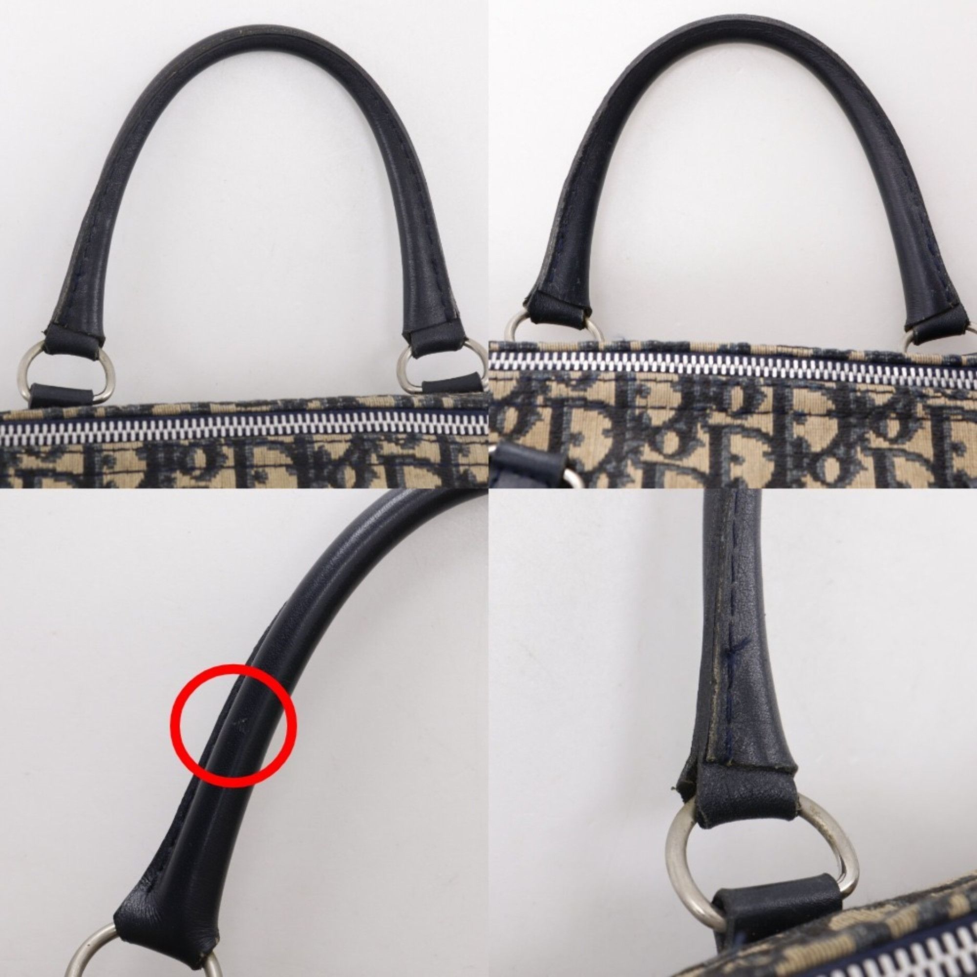 Dior Christian Dior Mini Boston Trotter Handbag, Old Canvas, Navy, A4 Size, Unisex Size ONE SIZE - 16 Thumbnail