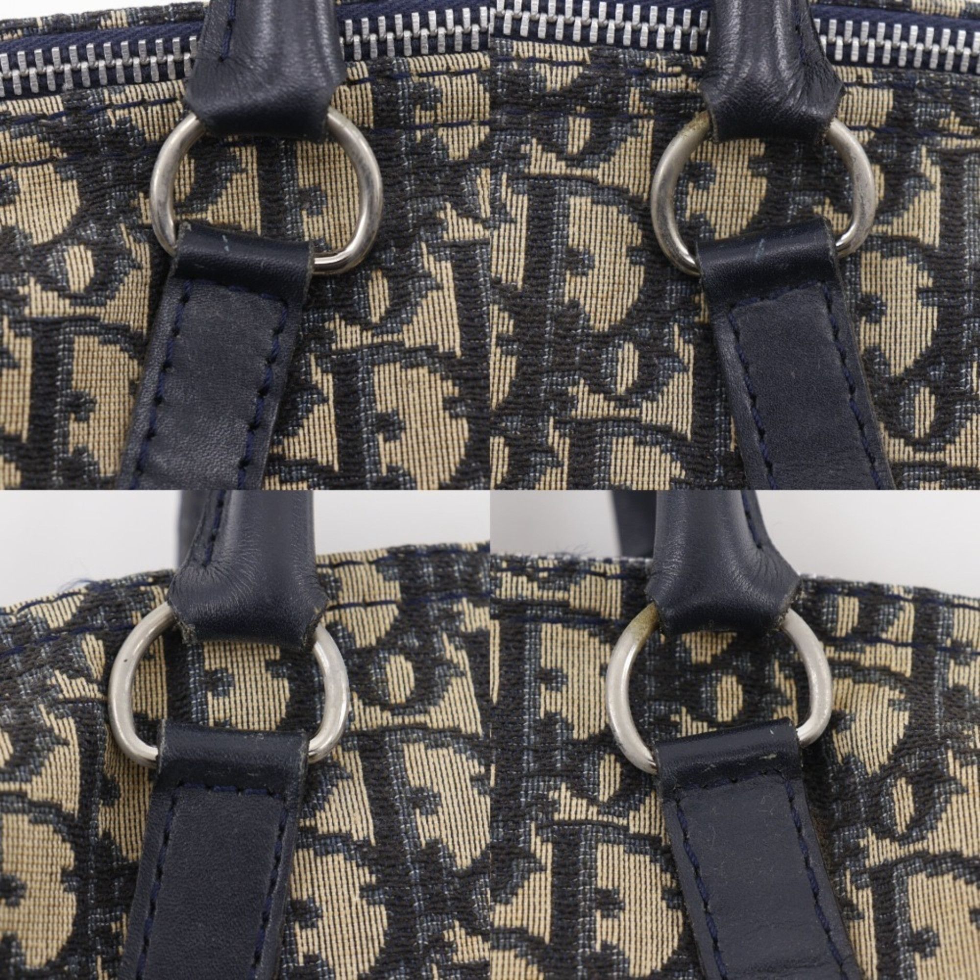 Dior Christian Dior Mini Boston Trotter Handbag, Old Canvas, Navy, A4 Size, Unisex Size ONE SIZE - 17 Thumbnail