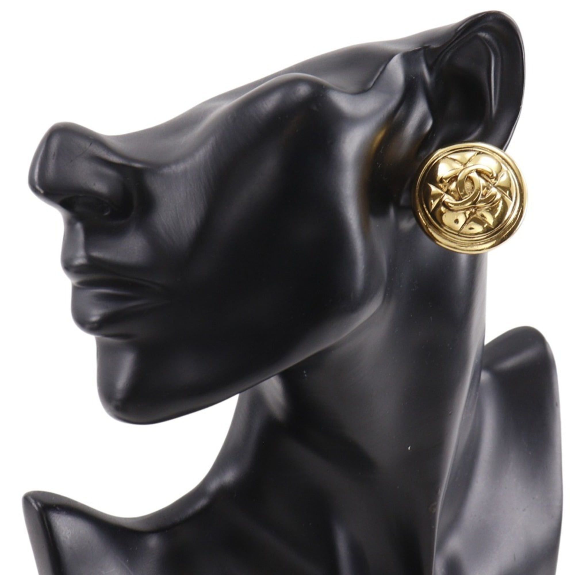 Chanel Chanel Coco Mark Earrings, Matelassé, Vintage, Gold Plated, Approx. 27.5g, Women's. Size ONE SIZE - 2 Thumbnail