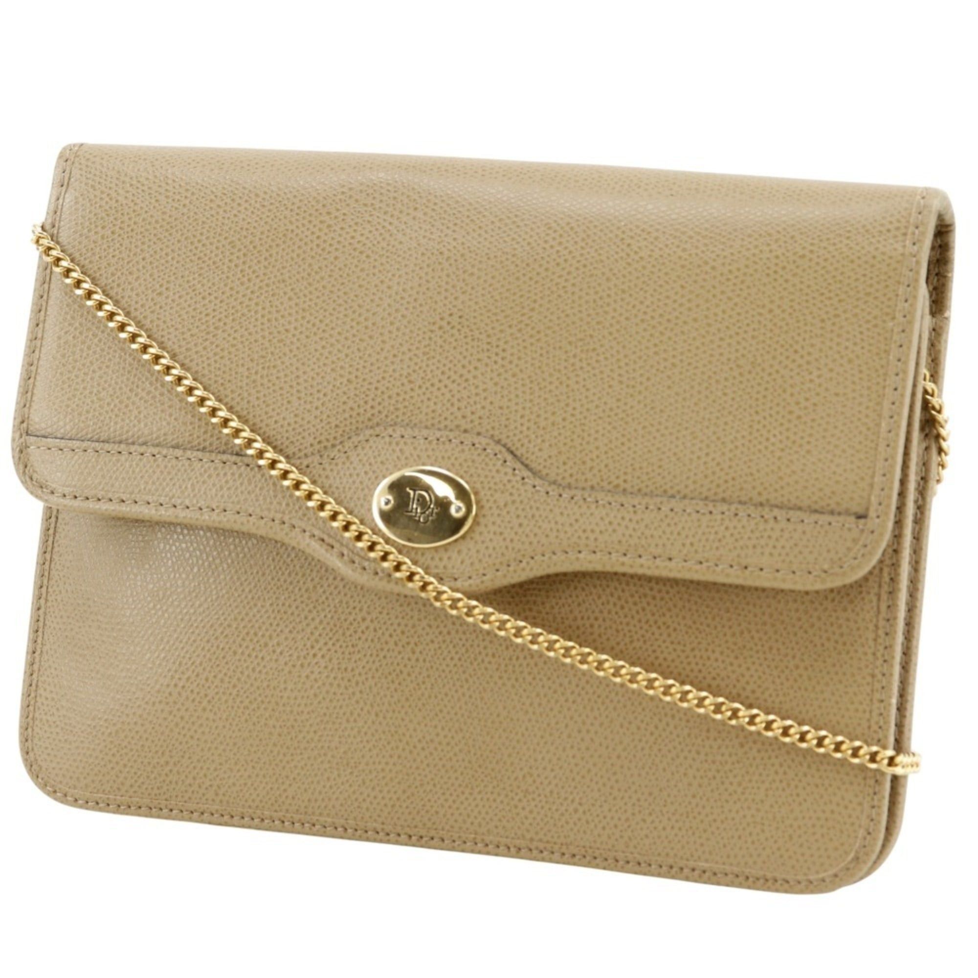 Dior Christian Dior Chain Shoulder Bag, Vintage Leather, Beige, Women's Size ONE SIZE - 2 Thumbnail