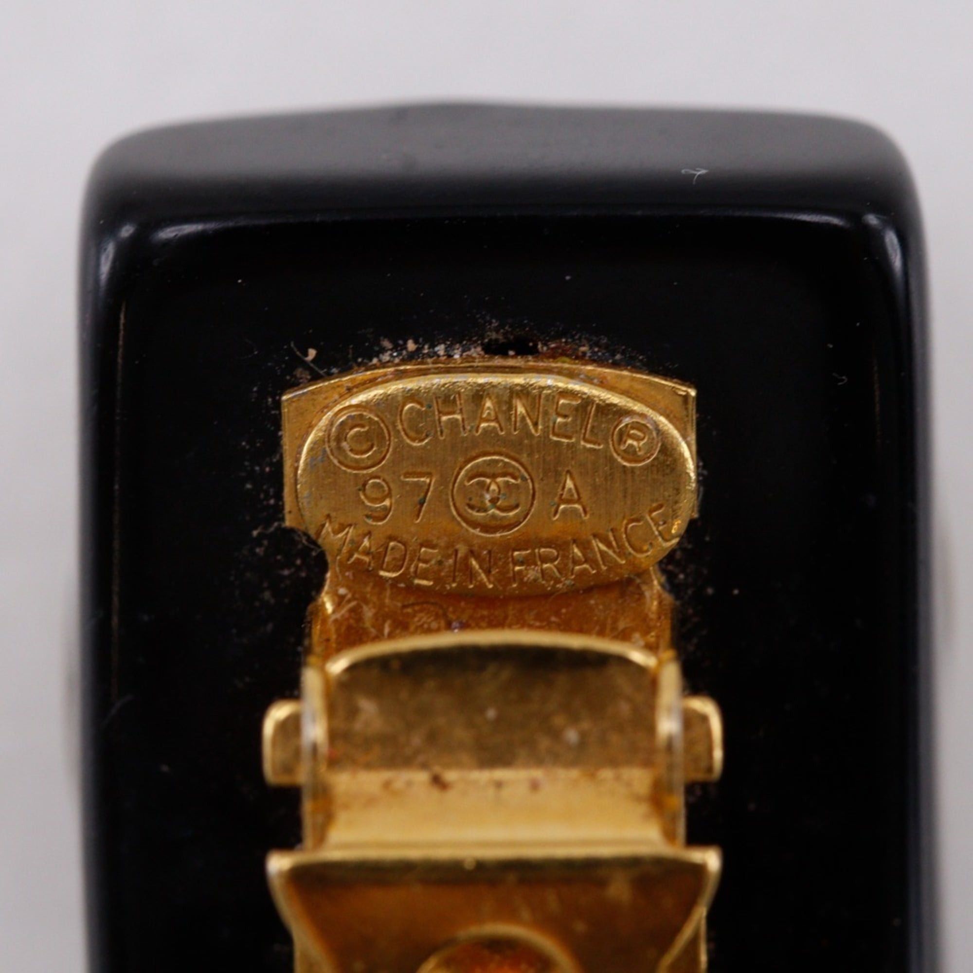 Chanel Chanel Coco Mark Barrette, Chain Motif, Vintage Plastic, 1997, Black/Gold, 97A, Women's Size ONE SIZE - 5 Thumbnail