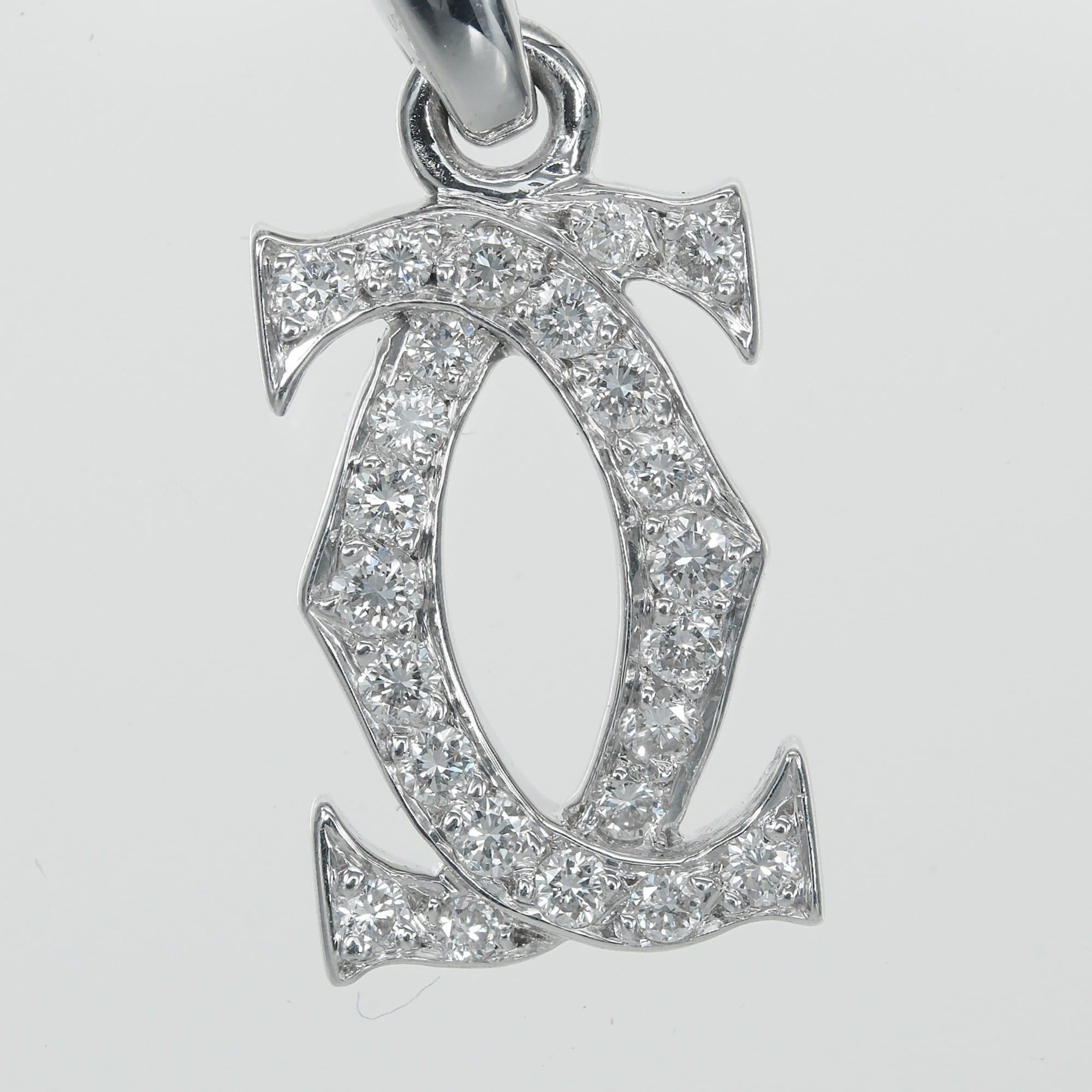 Cartier Cartier 2C Charm Pendant Top, 18K White Gold, Diamond, Approx. 2.12g CARTIER Size ONE SIZE - 3 Thumbnail