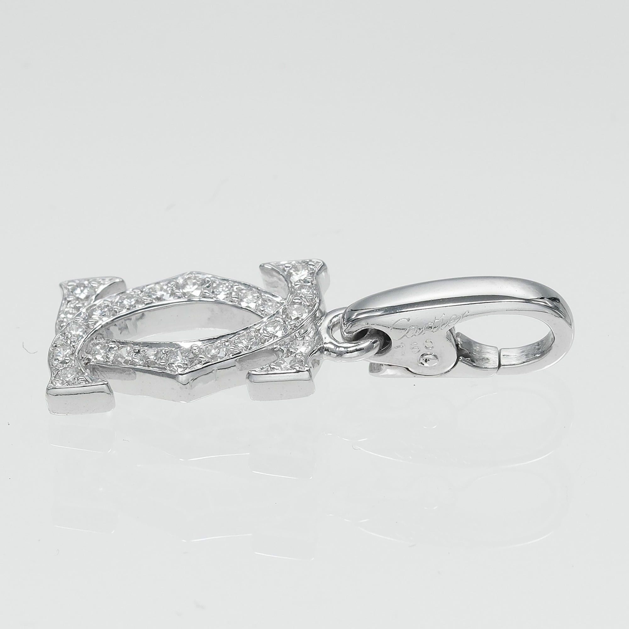 Cartier Cartier 2C Charm Pendant Top, 18K White Gold, Diamond, Approx. 2.12g CARTIER Size ONE SIZE - 5 Thumbnail