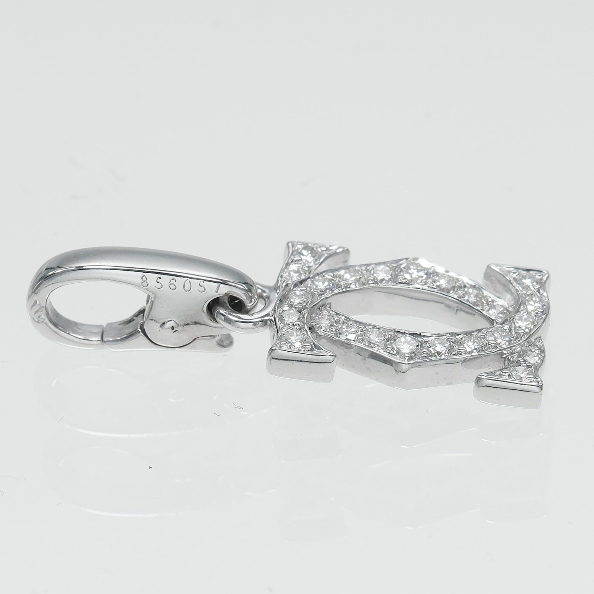 Cartier Cartier 2C Charm Pendant Top, 18K White Gold, Diamond, Approx. 2.12g CARTIER Size ONE SIZE - 4 Thumbnail