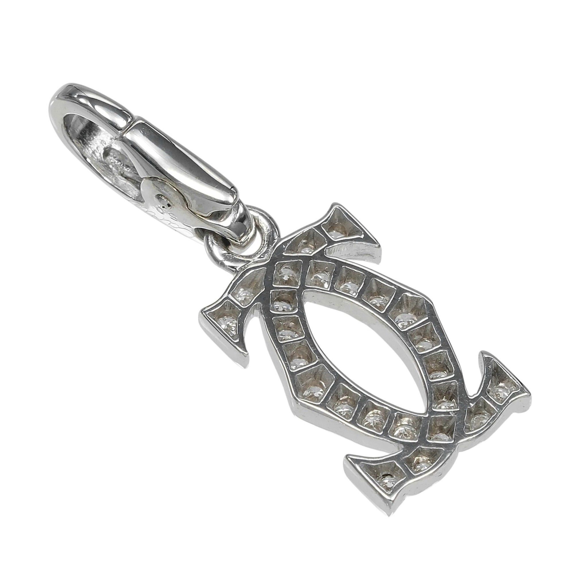 Cartier Cartier 2C Charm Pendant Top, 18K White Gold, Diamond, Approx. 2.12g CARTIER Size ONE SIZE - 2 Thumbnail