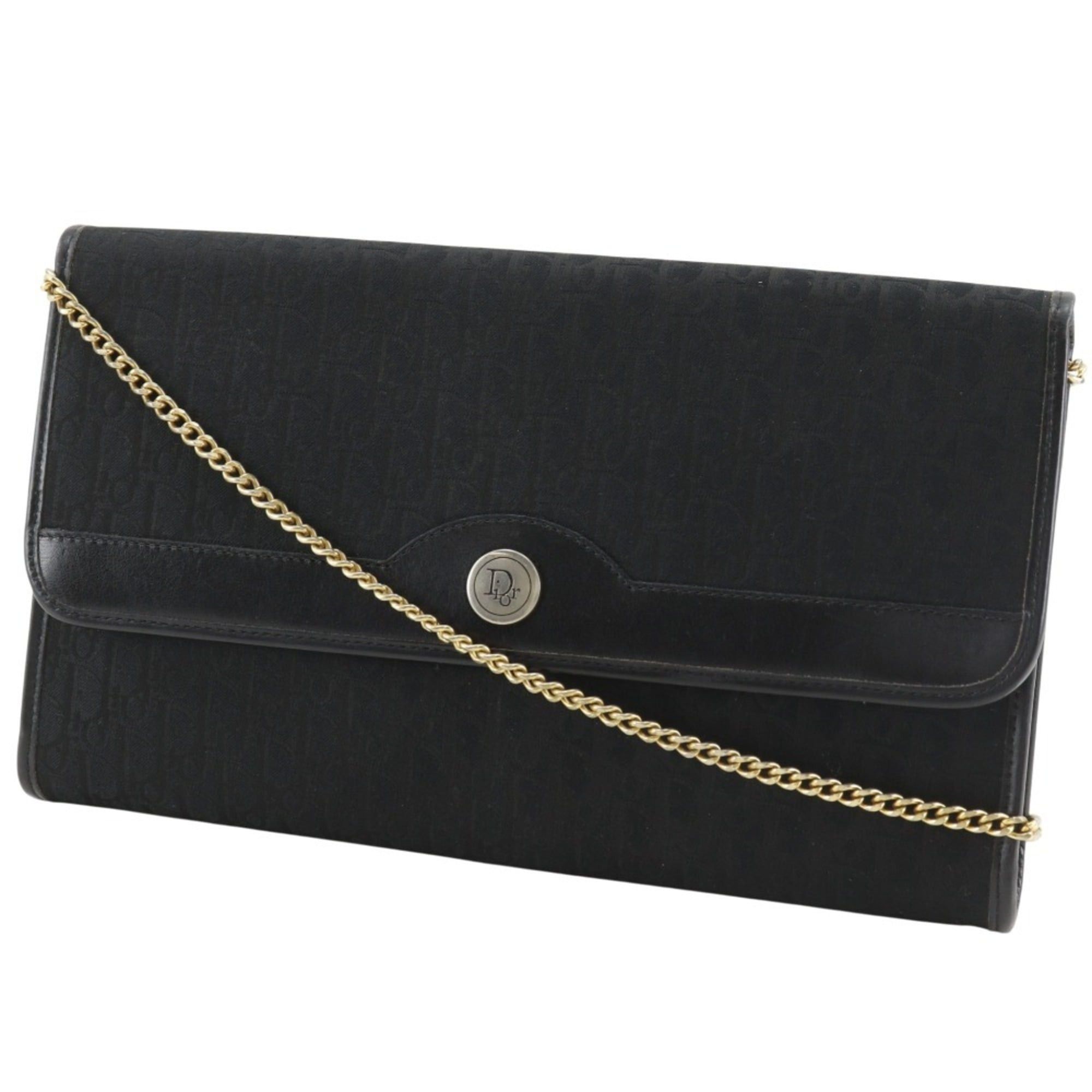 Dior Christian Dior Chain Shoulder Bag, Vintage Canvas, Black, Snap Button, Women's Size ONE SIZE - 2 Thumbnail
