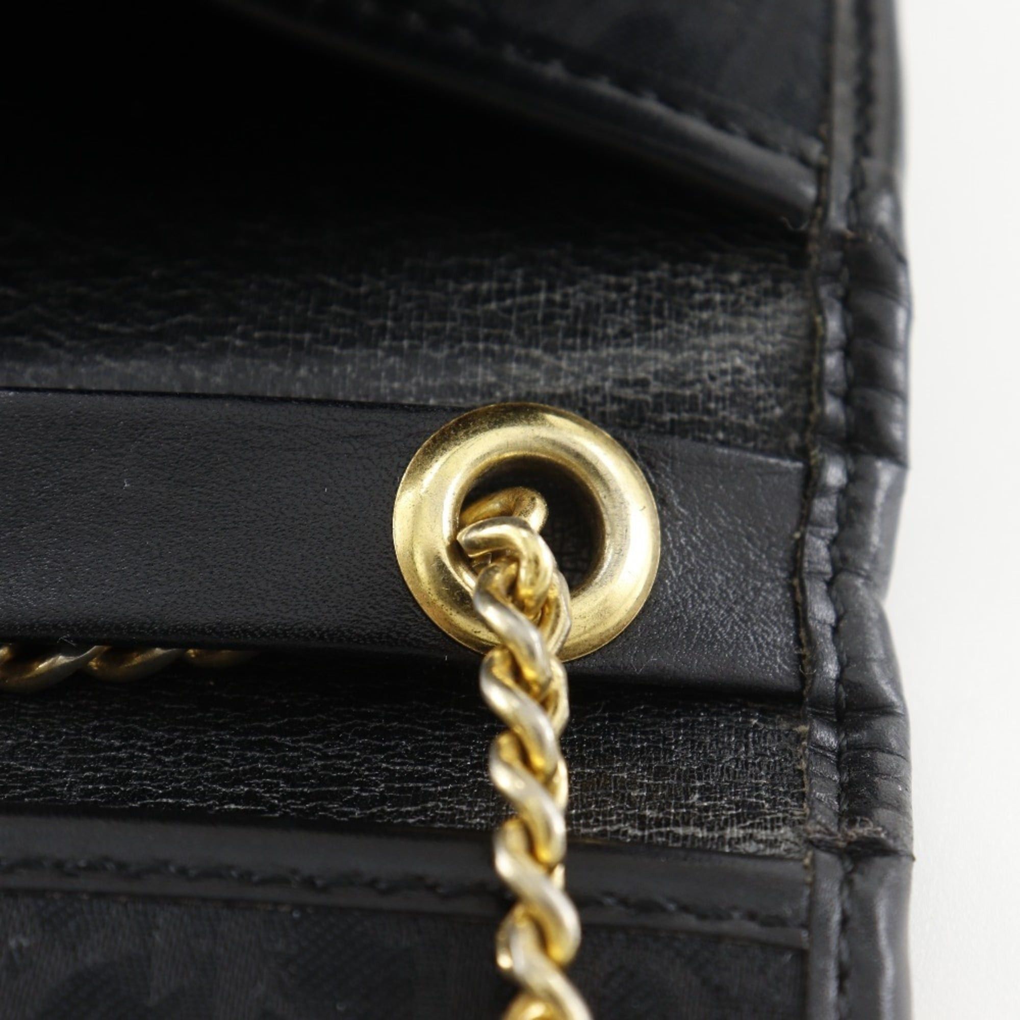 Dior Christian Dior Chain Shoulder Bag, Vintage Canvas, Black, Snap Button, Women's Size ONE SIZE - 14 Thumbnail