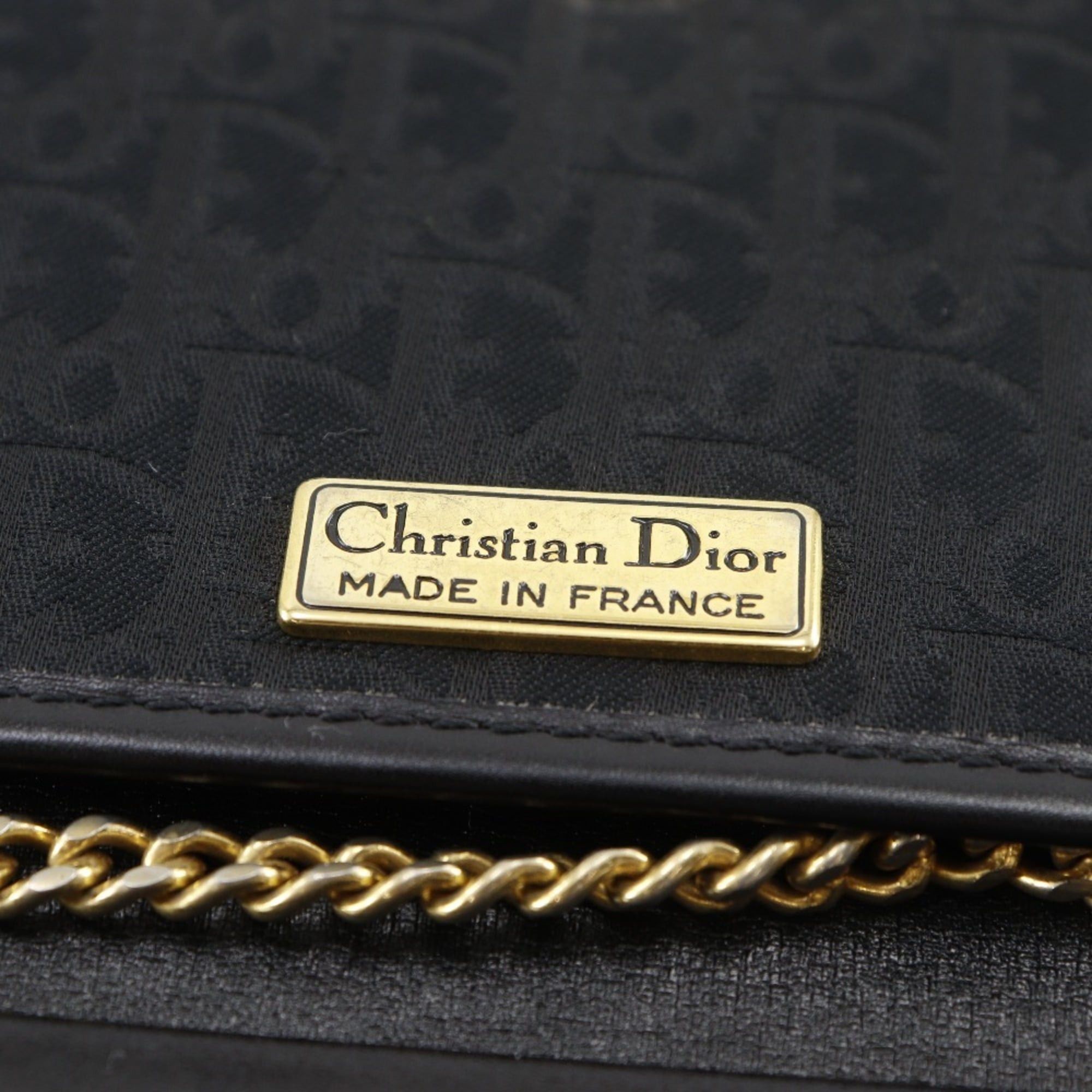 Dior Christian Dior Chain Shoulder Bag, Vintage Canvas, Black, Snap Button, Women's Size ONE SIZE - 12 Thumbnail