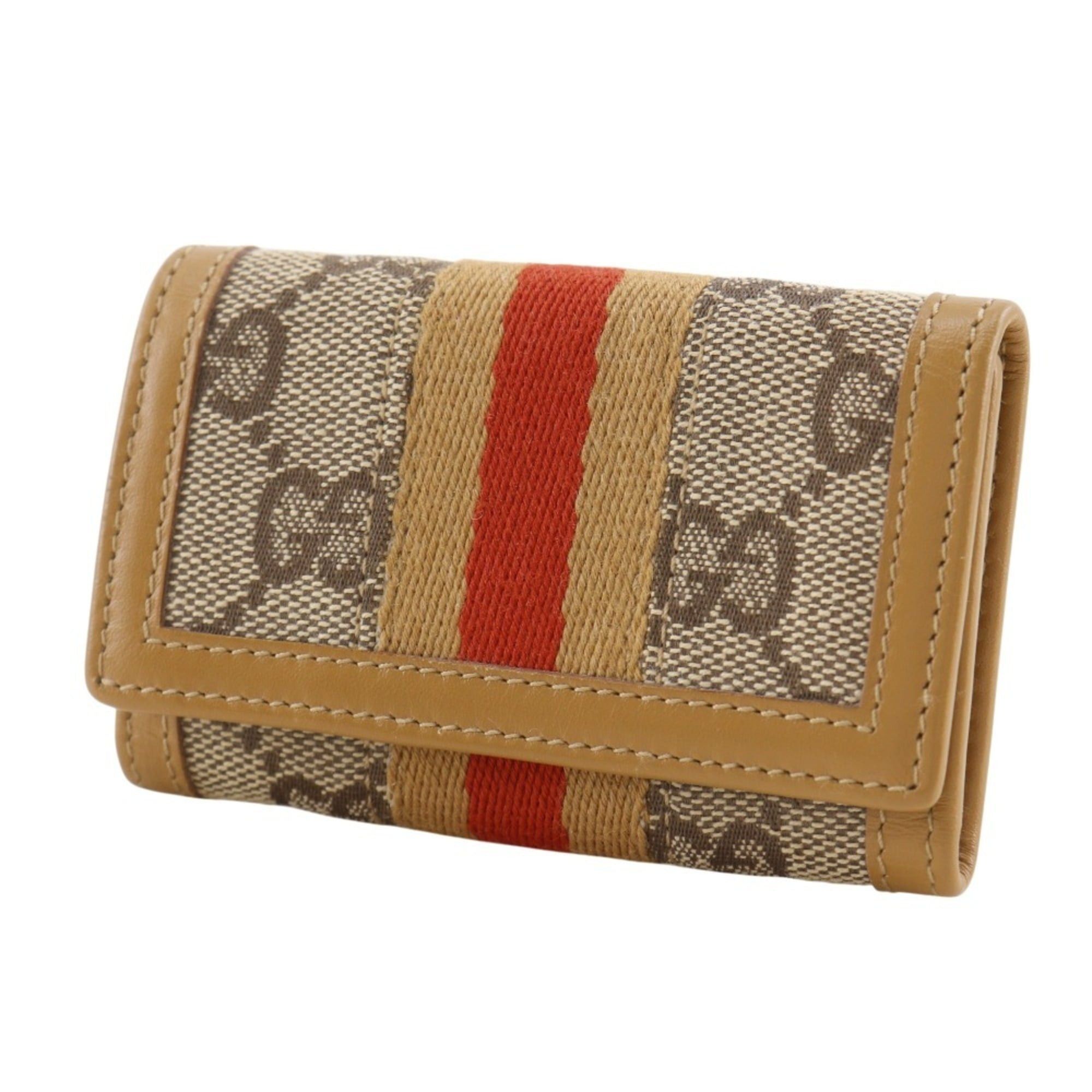 Gucci Gucci key case, model number 033.0416.0881, GG canvas, ochre color, snap button closure, unisex. Size ONE SIZE - 2 Thumbnail