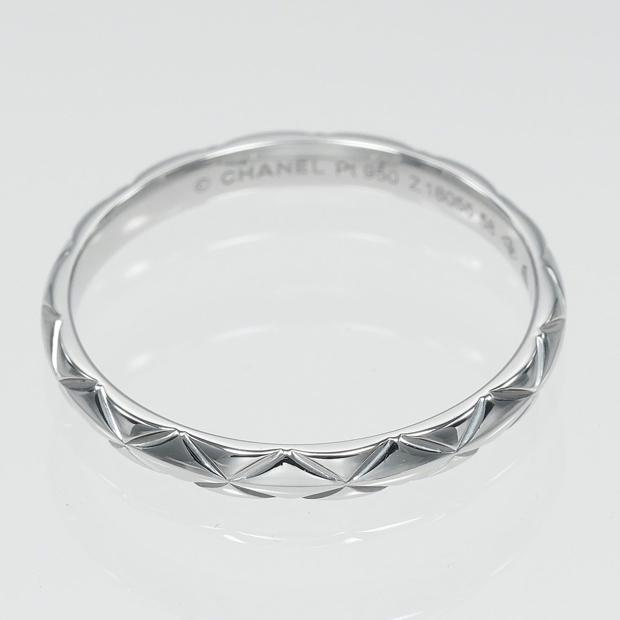 Chanel Chanel Matelassé Small Ring, Size 17, Platinum 950, Approx. 3.55g. Size ONE SIZE - 6 Thumbnail