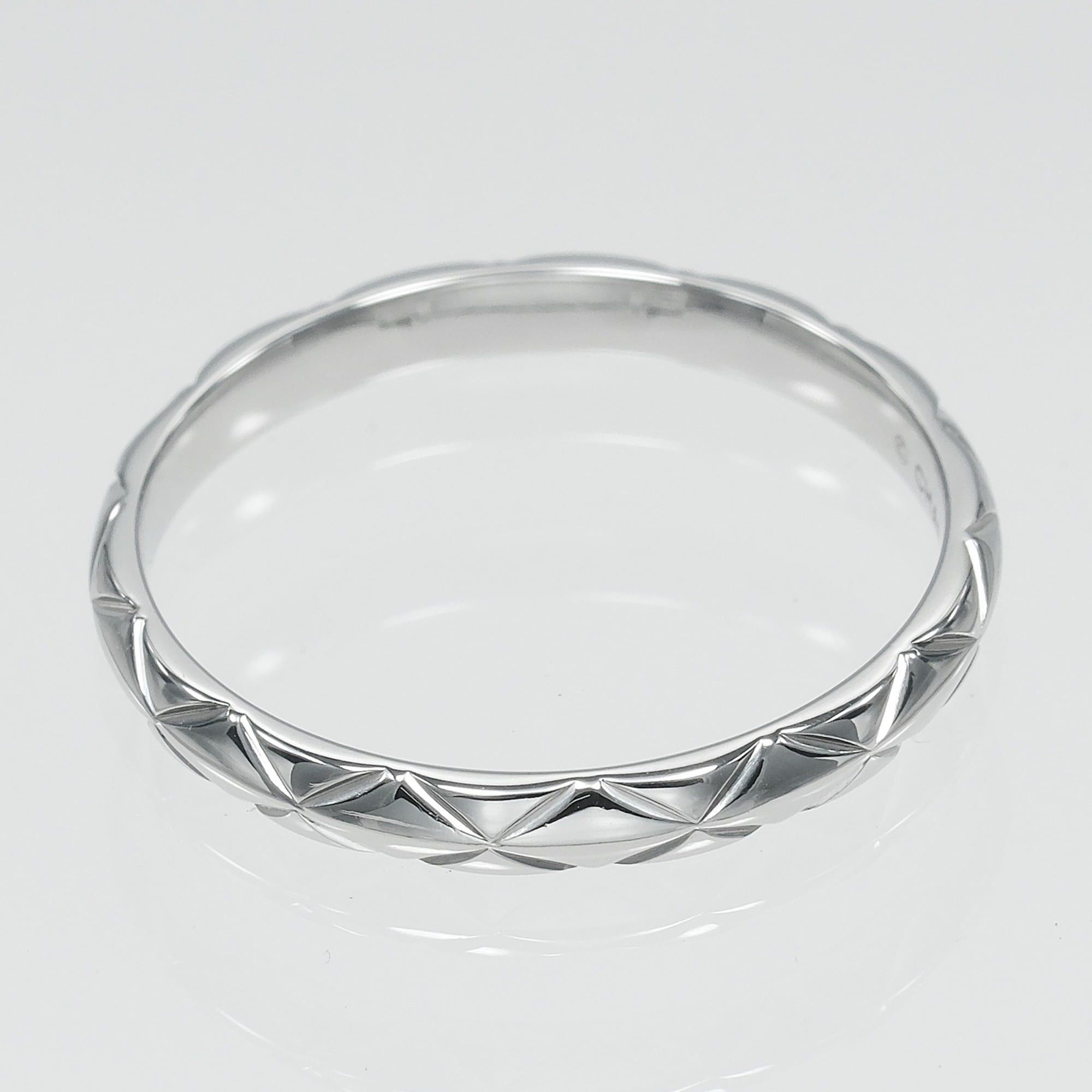 Chanel Chanel Matelassé Small Ring, Size 17, Platinum 950, Approx. 3.55g. Size ONE SIZE - 8 Thumbnail