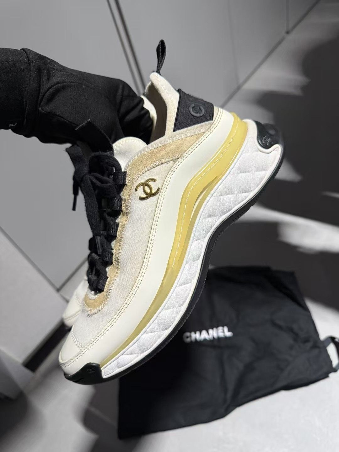 Chanel Chanel Panda Sneakers White Gold Size US 6.5 / IT 36.5 - 3 Thumbnail