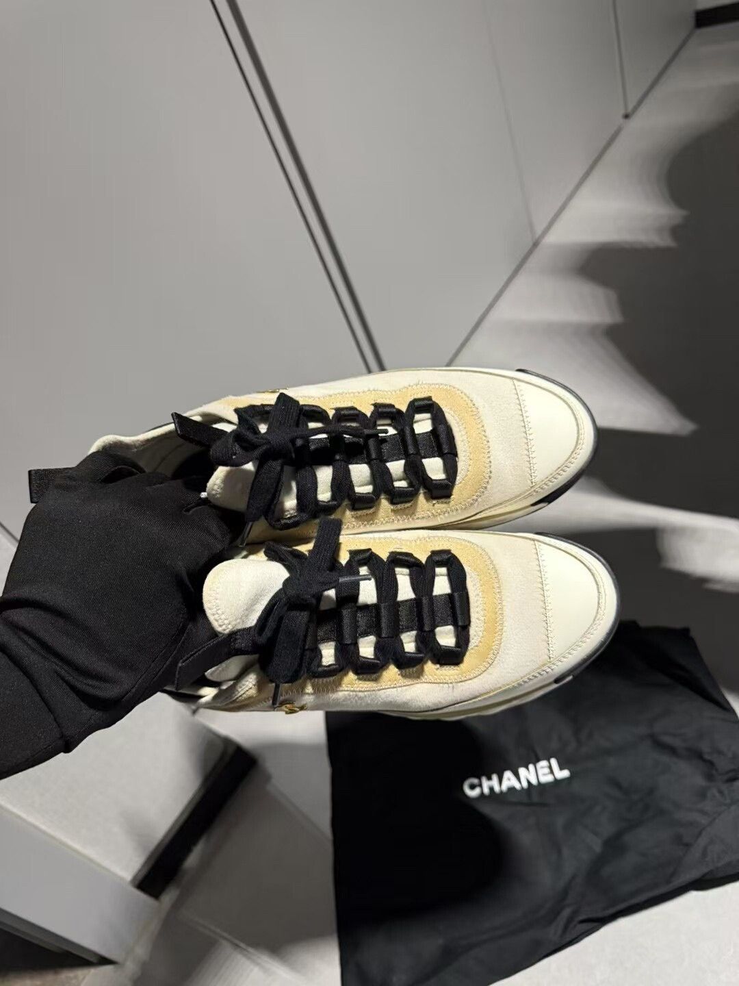 Chanel Chanel Panda Sneakers White Gold Size US 6.5 / IT 36.5 - 2 Thumbnail