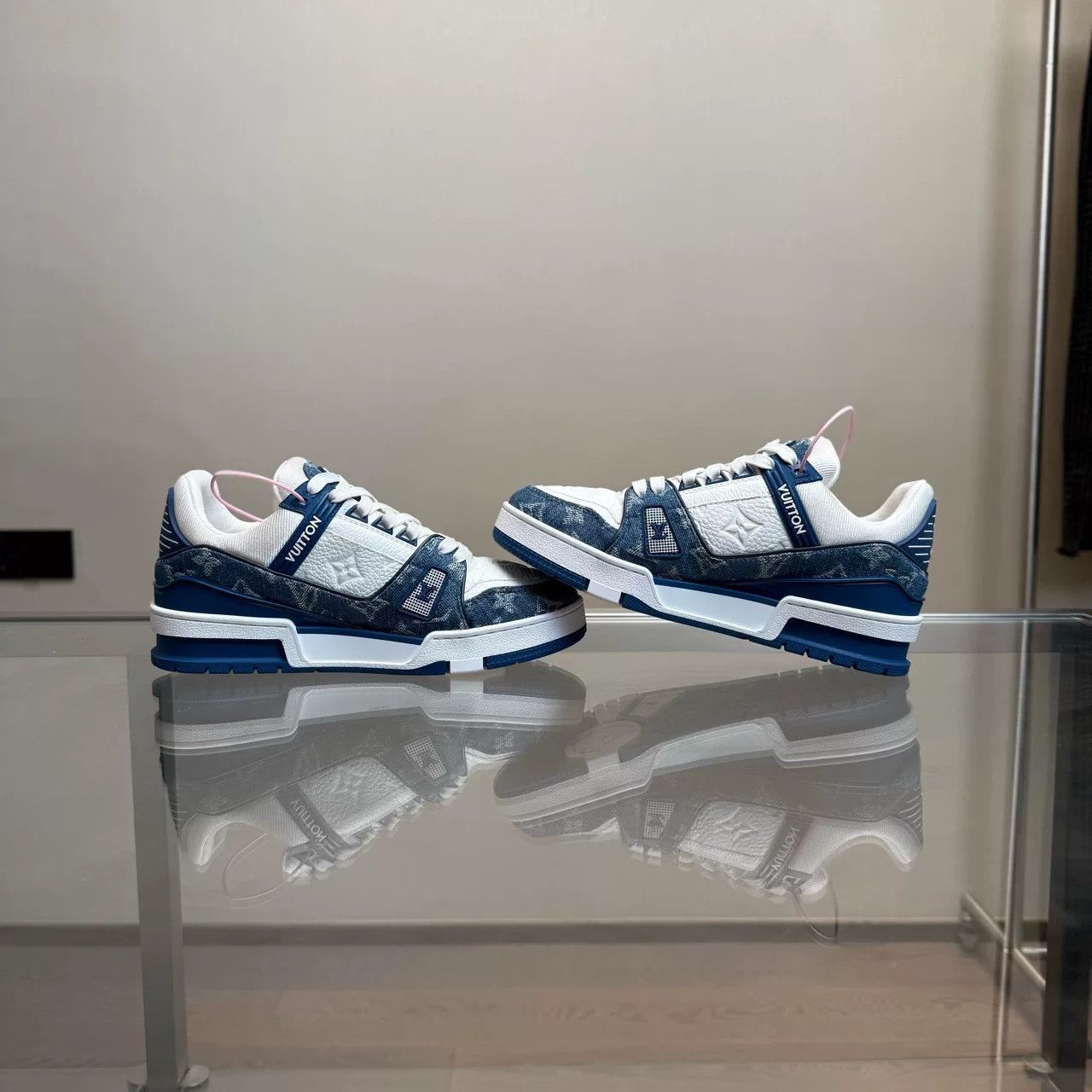 Louis Vuitton Louis Vuitton LV Trainer White Blue Denim 2024 Size US 6 / IT 36 - 6 Thumbnail