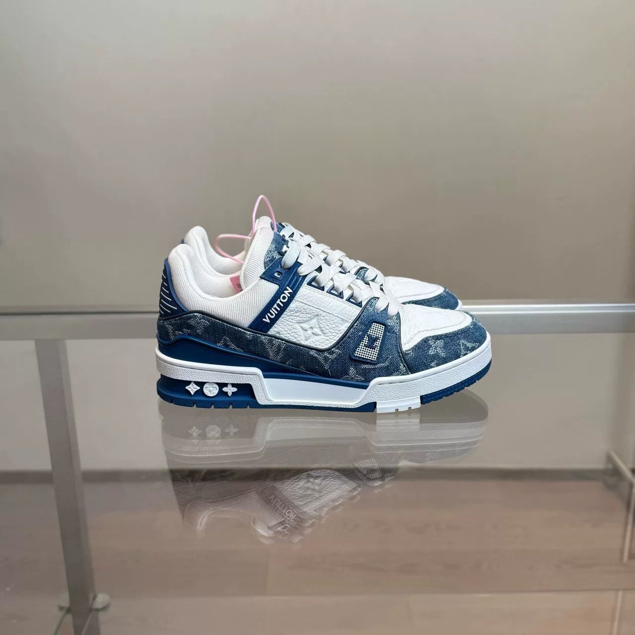 Louis Vuitton Louis Vuitton LV Trainer White Blue Denim 2024 Size US 6 / IT 36 - 5 Thumbnail