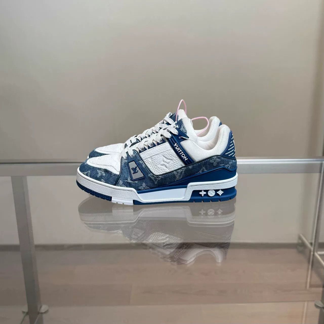 Louis Vuitton Louis Vuitton LV Trainer White Blue Denim 2024 Size US 6 / IT 36 - 3 Thumbnail