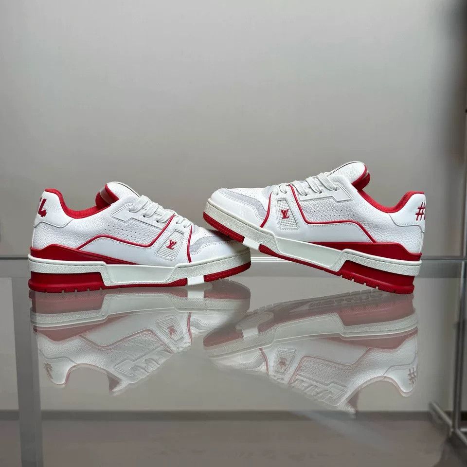 Louis Vuitton LV Trainer White Red Size US 4.5 / IT 34.5 - 4 Thumbnail
