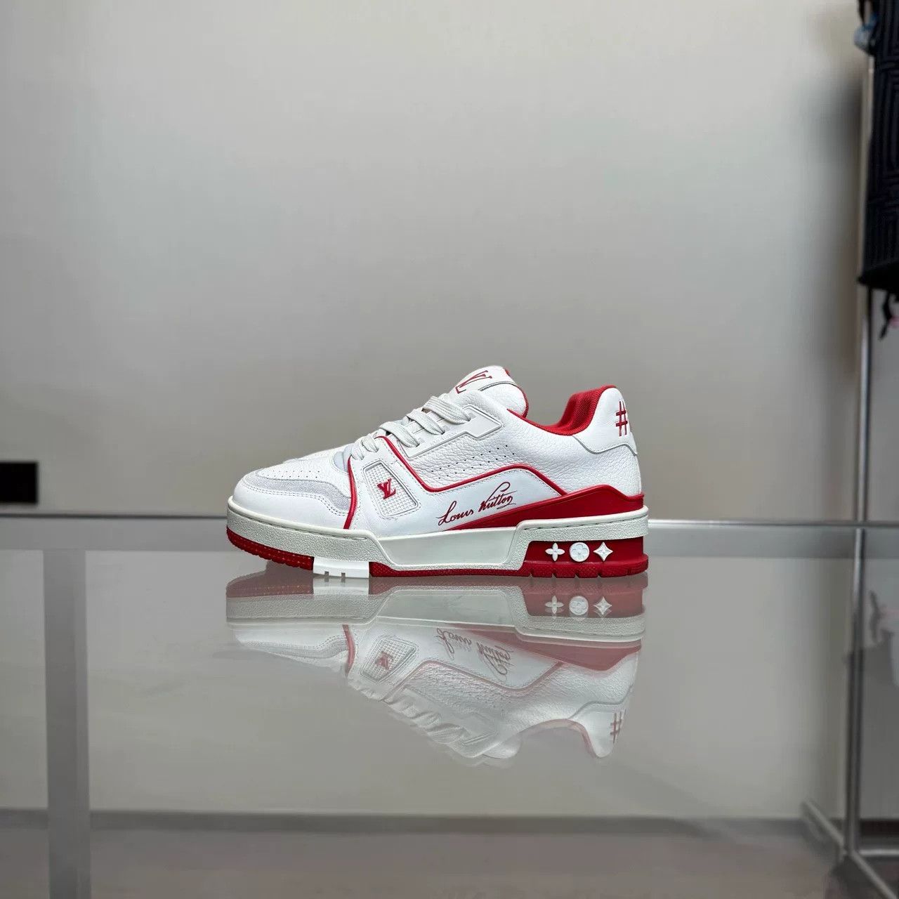 Louis Vuitton LV Trainer White Red Size US 4.5 / IT 34.5 - 3 Thumbnail