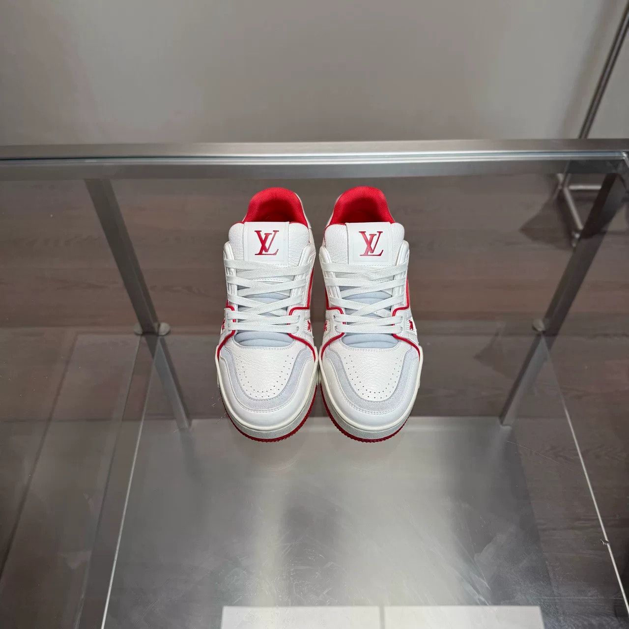 Louis Vuitton LV Trainer White Red Size US 4.5 / IT 34.5 - 6 Thumbnail