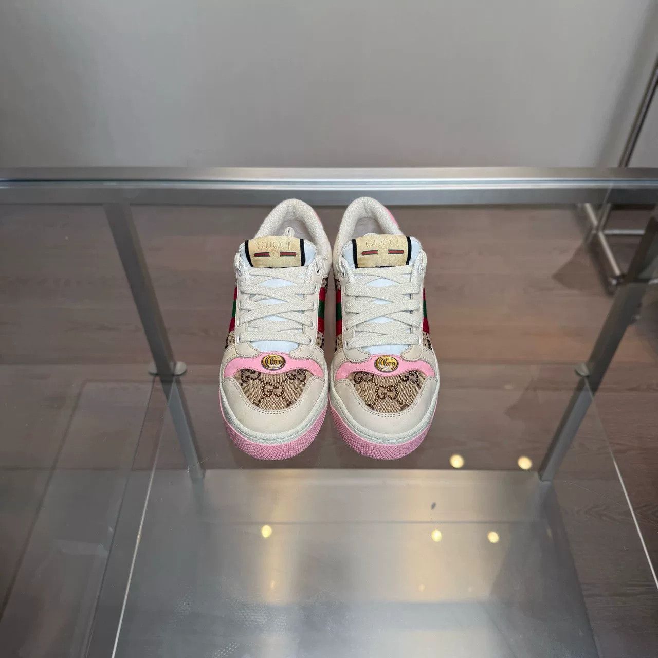 Gucci Gucci GG Enamel Pink Diamond Sneakers Size US 5 / IT 35 - 6 Thumbnail