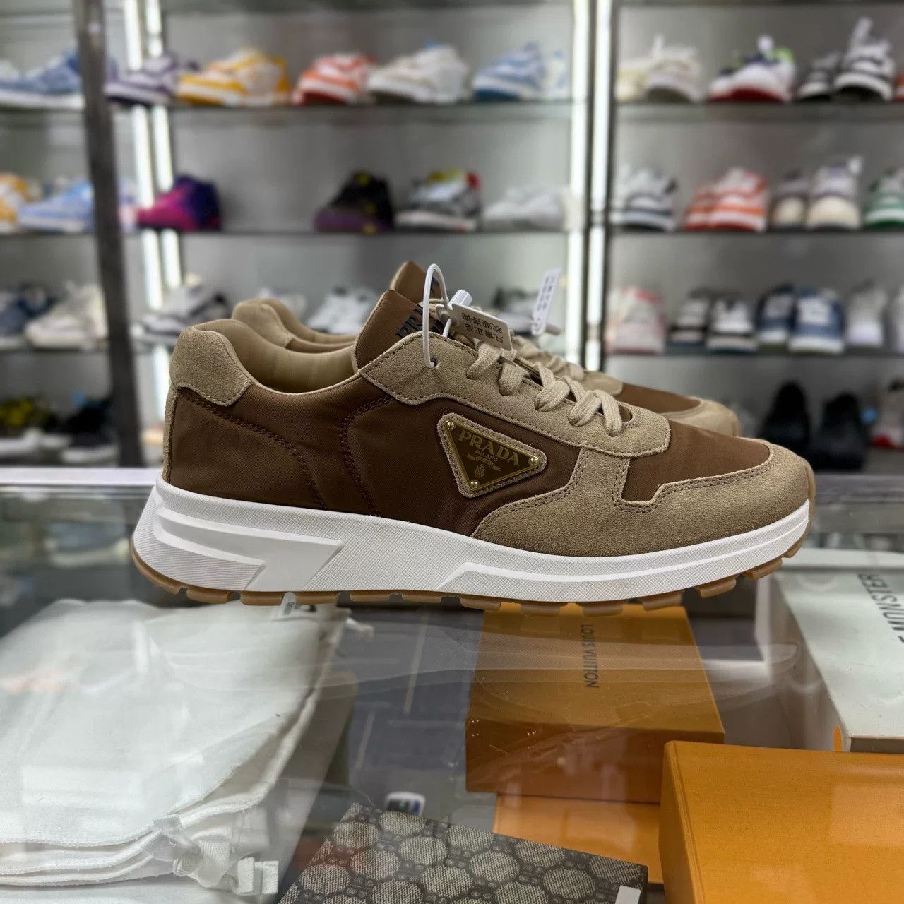 Prada Prada Brown Suede Triangle Logo Casual Shoes Size US 10.5 / EU 43-44 - 2 Thumbnail