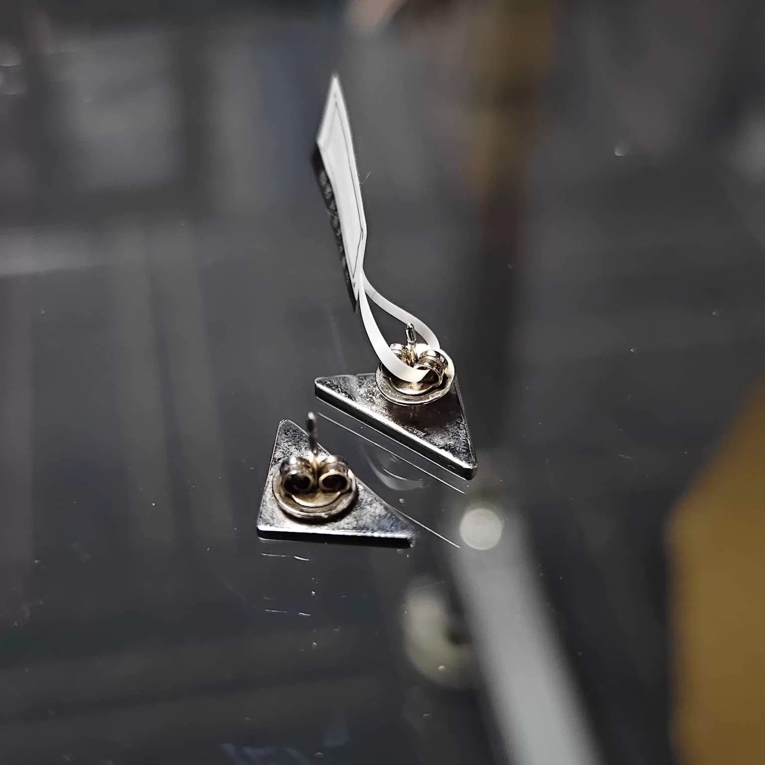 Prada Prada Triangle Logo Black Earrings Size ONE SIZE - 2 Thumbnail