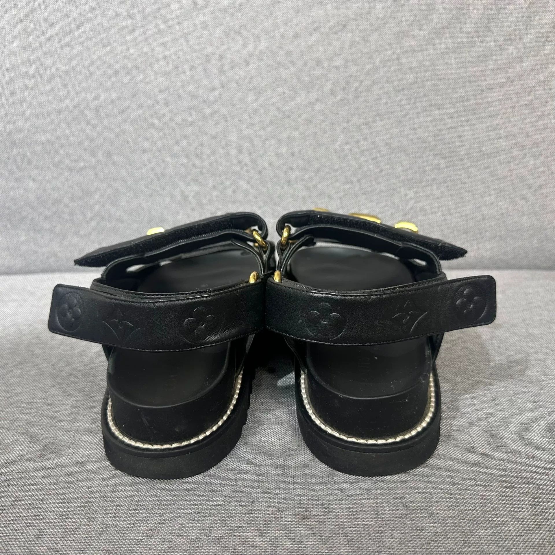 Louis Vuitton Louis Vuitton Retro Printed Gold Sandals us_8 Women Size US 8 / IT 38 - 3 Thumbnail