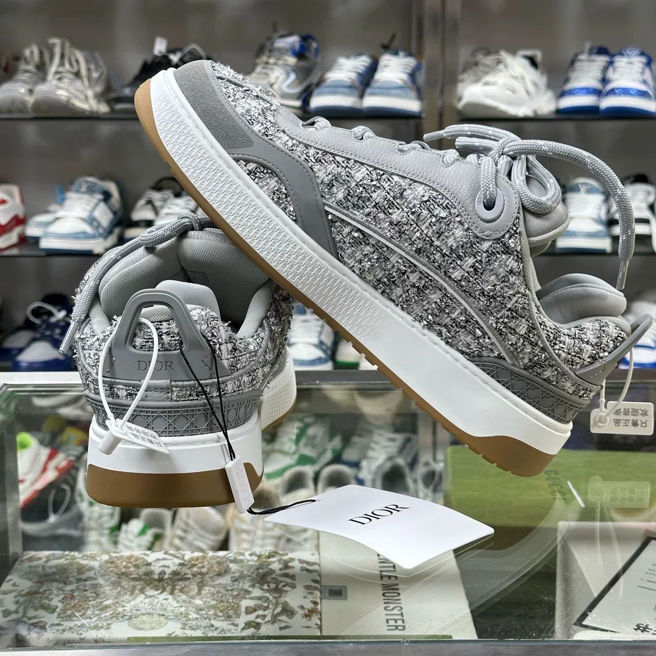 Dior DIOR B9S Gray Wool Sneakers Size US 12 / EU 45 - 3 Thumbnail