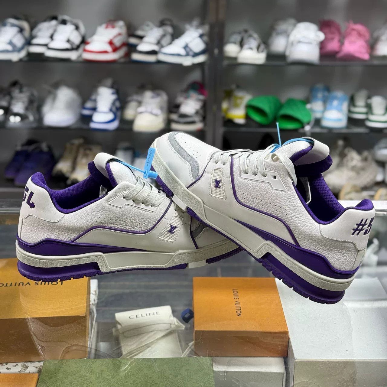 Louis Vuitton LV TRAINER White Purple Suede Size US 10 / EU 43 - 4 Thumbnail