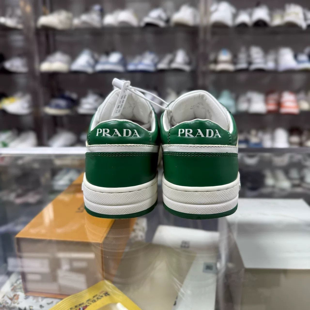 Prada PRADA DOWNTOWN Metallic Logo White Green Sneakers Size US 6.5 / IT 36.5 - 6 Thumbnail