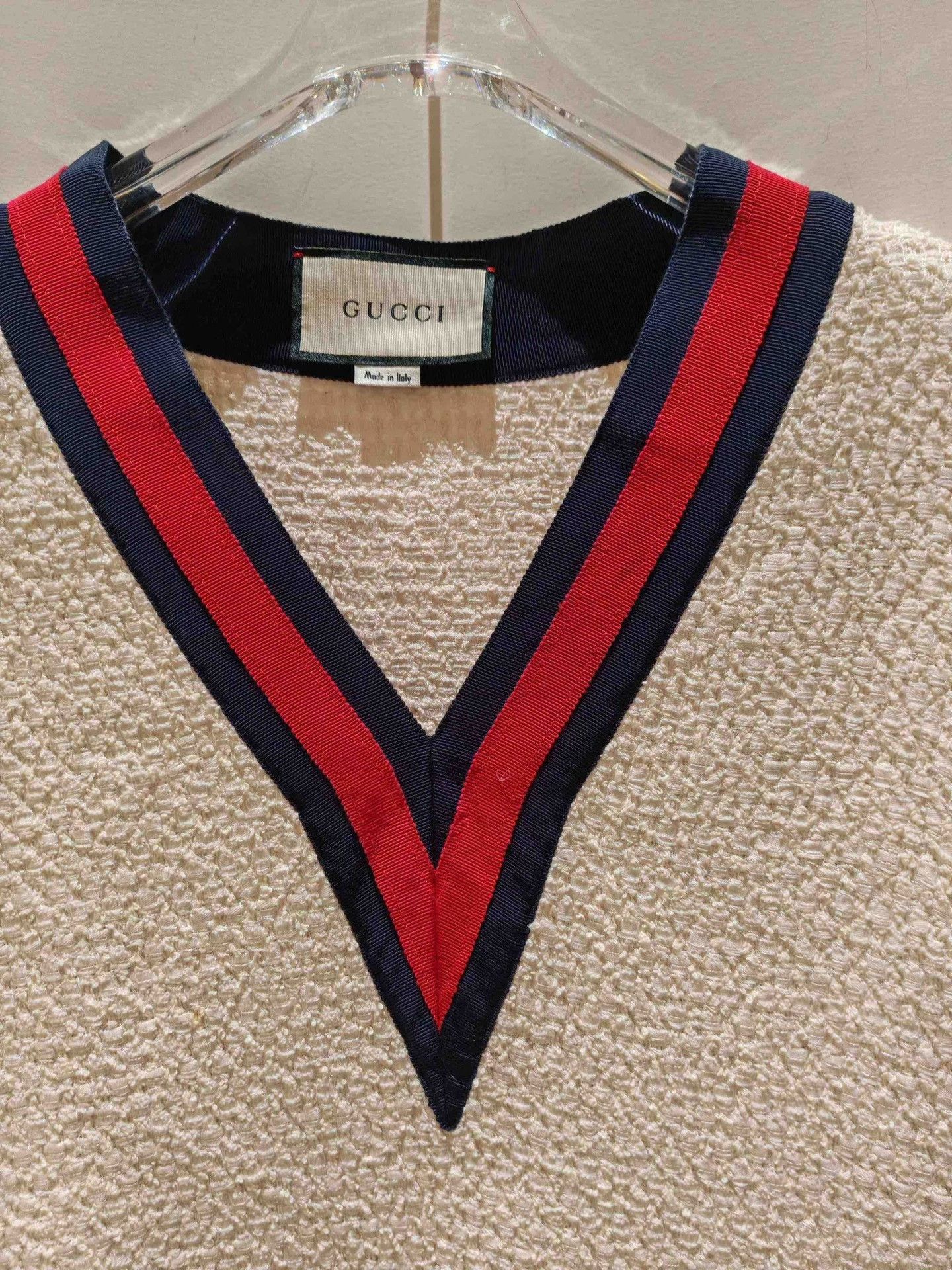 Gucci Gucci Beige Striped V-Neck Dress Size S / US 4 / IT 40 - 2 Thumbnail