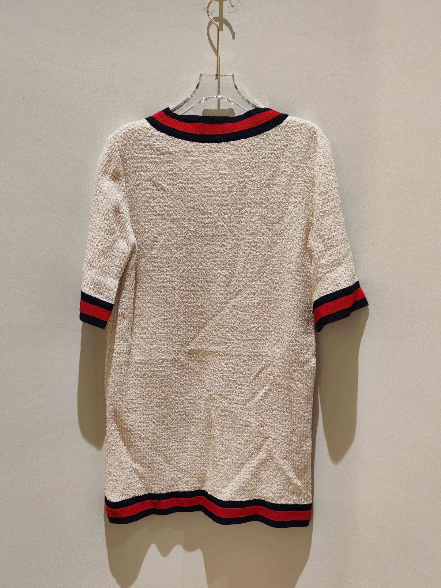 Gucci Gucci Beige Striped V-Neck Dress Size S / US 4 / IT 40 - 4 Thumbnail