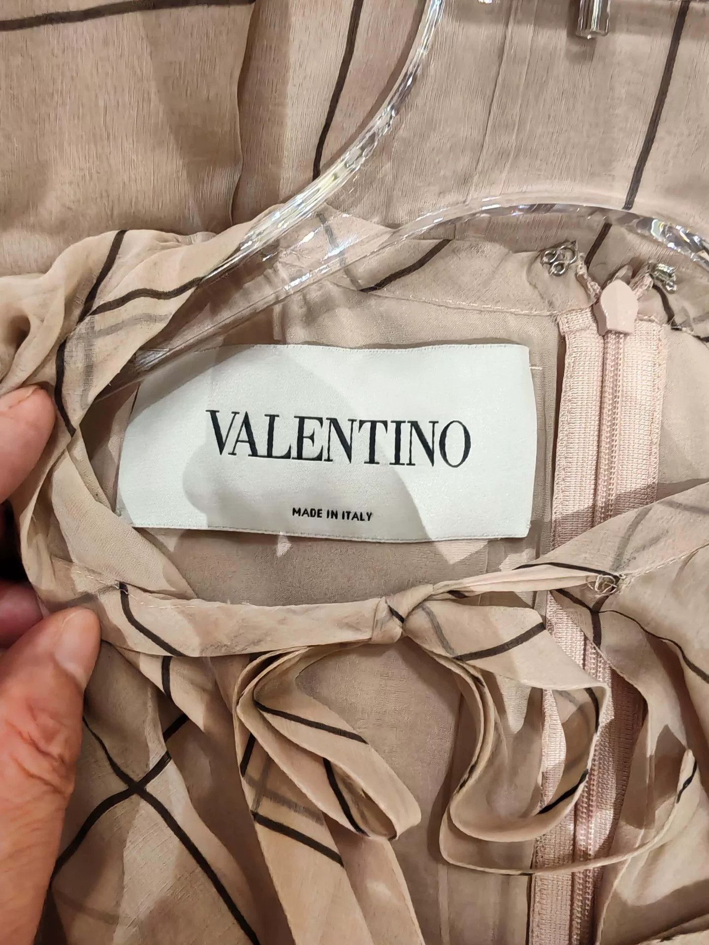 Valentino Valentino Beige Check Silk Dress Size S / US 4 / IT 40 - 3 Thumbnail