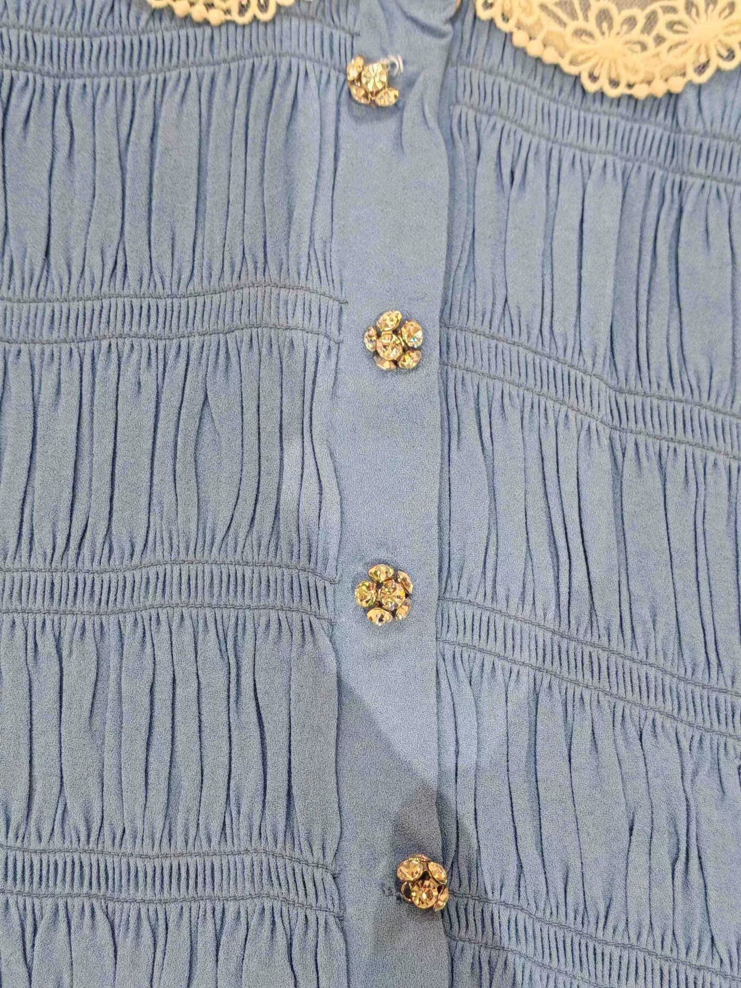 Miu Miu Miu Miu Blue Lace Collar Dress Size S / US 4 / IT 40 - 5 Thumbnail
