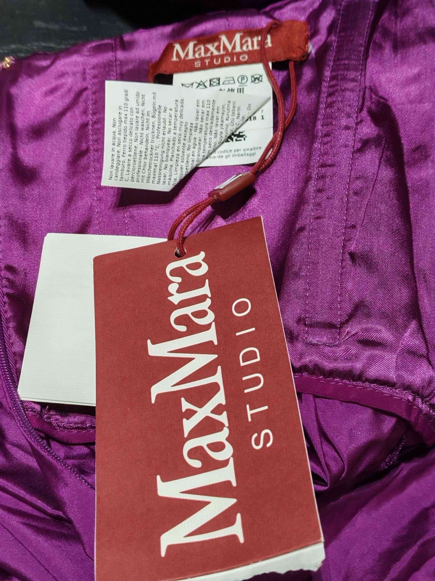 Max Mara MaxMara Studio Purple Taffeta Puff Sleeve Dress Size XXS / US 00 / IT 34 - 4 Thumbnail
